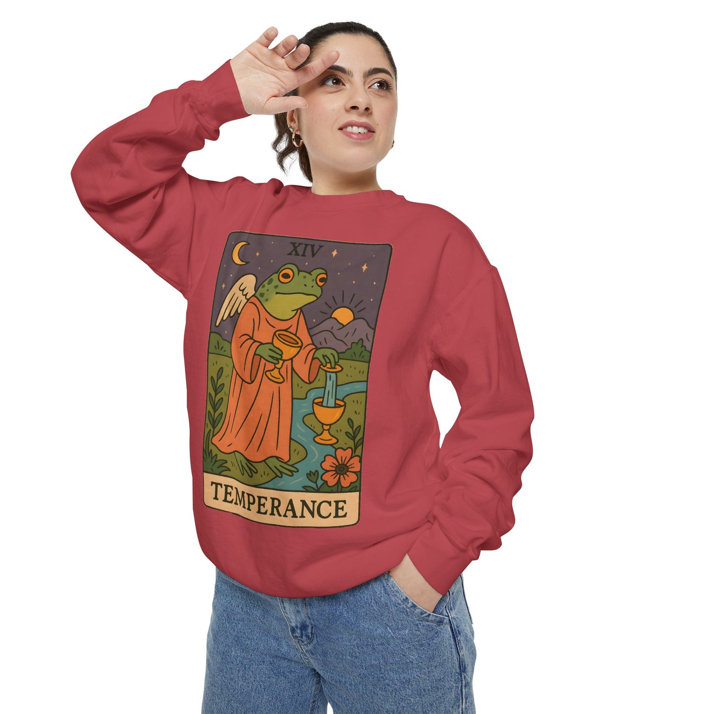 Cozy Tarotoads "Temperance" Unisex Sweatshirt | Adorable Casual Wear, Astrology Apparel, Unique Gift for Tarot Lovers