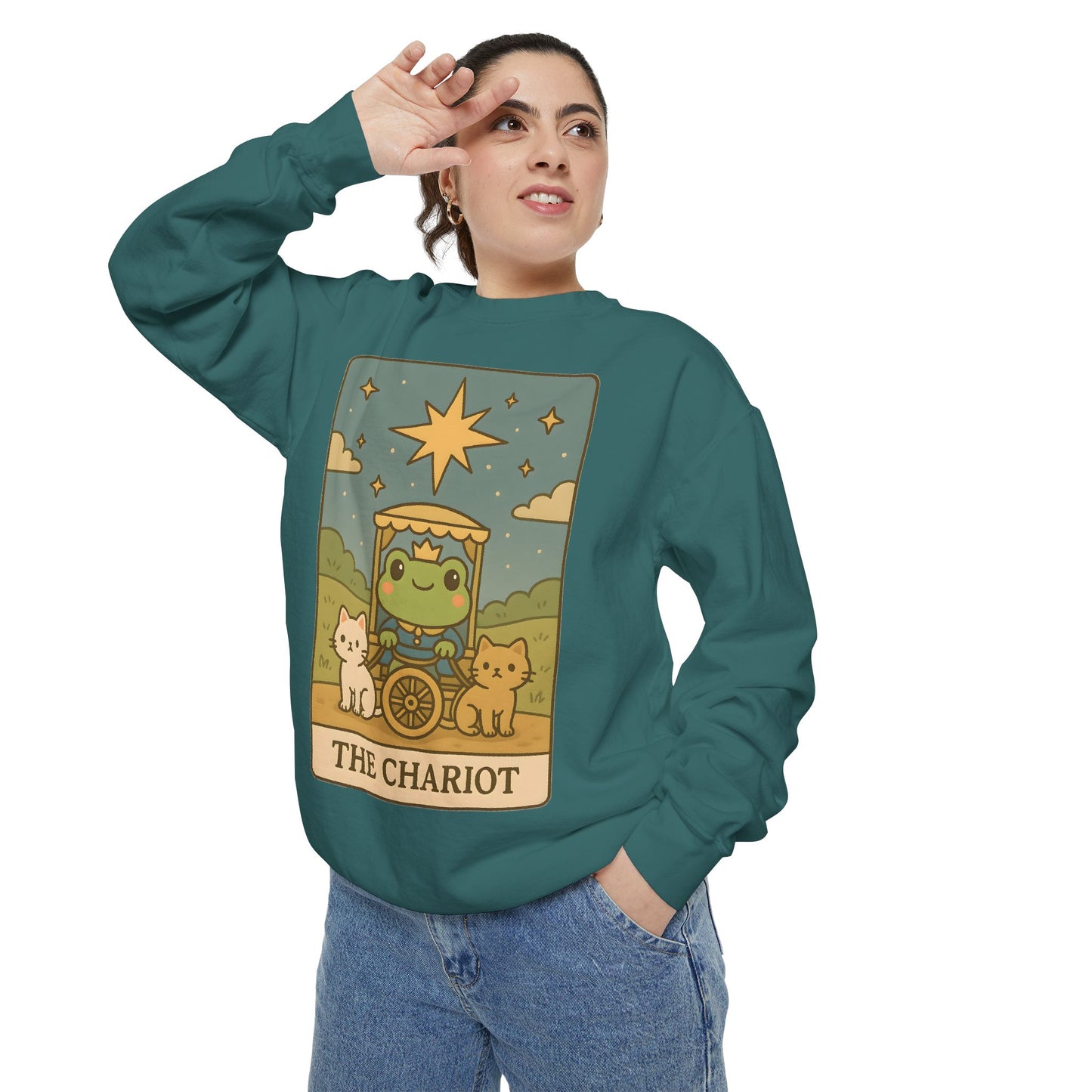 Cozy Tarotoads "The Chariot" Unisex Sweatshirt | Astrology Apparel, Perfect for Halloween, Gift for Friends Family, Great For Frog and Tarot Lovers, Great For Cold Weather