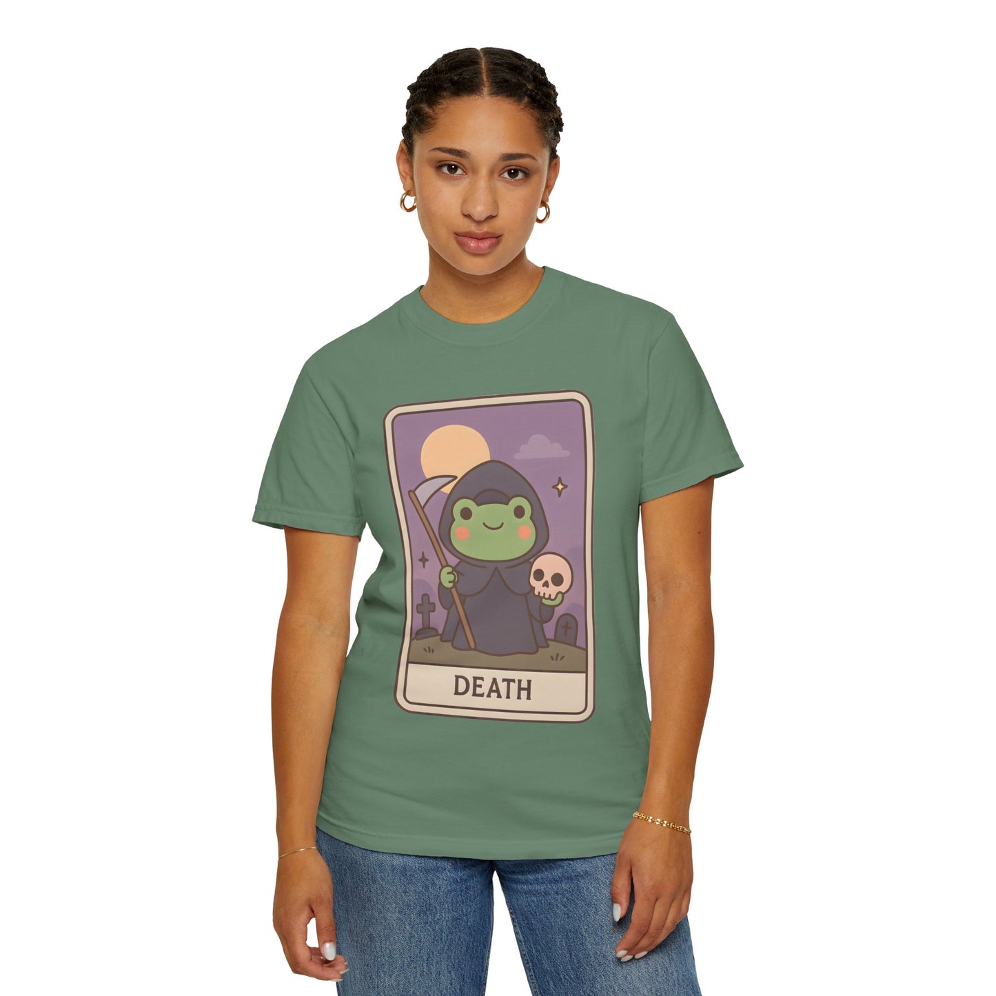 Cute Tarotoads "Death" Unisex T-Shirt | Great for Halloween, Warm And Cozy, Great Gift Idea, Astrology Apparel, Unique Tarot Graphic T-Shirt, Good For Cold Weather