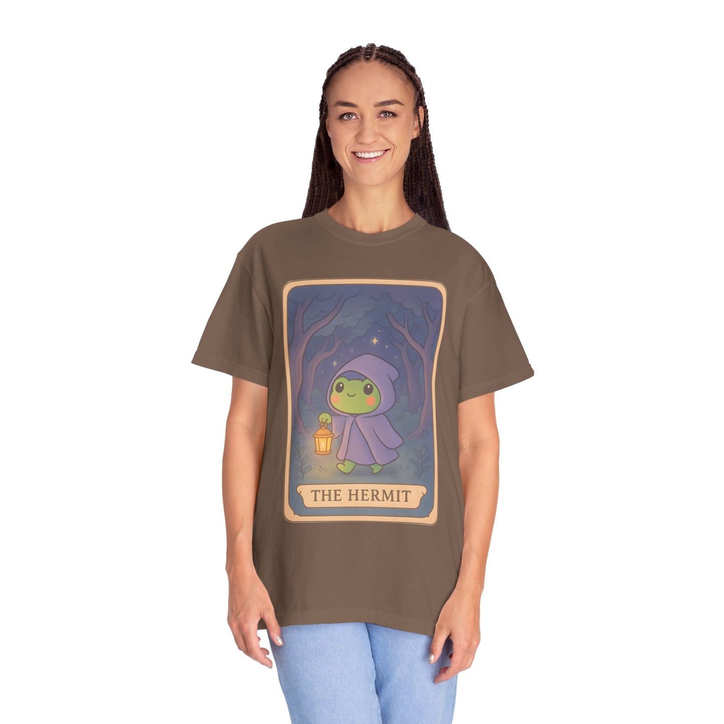 Cute Tarotoads "The Hermit" Unisex T-Shirt | Great for Halloween, Warm And Cozy, Great Gift Idea, Astrology Apparel, Unique Tarot Graphic T-Shirt, Good For Cold Weather