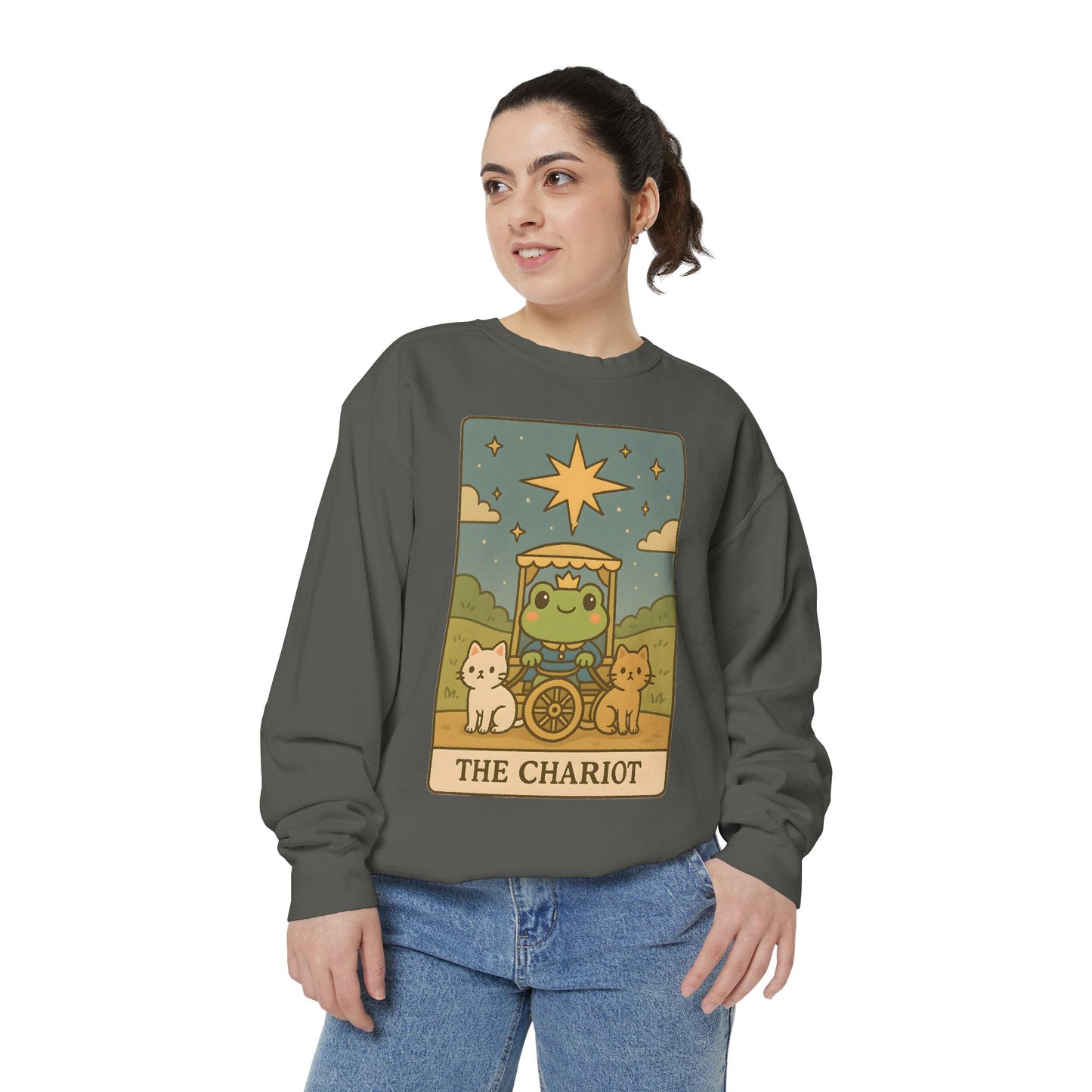 Cozy Tarotoads "The Chariot" Unisex Sweatshirt | Astrology Apparel, Perfect for Halloween, Gift for Friends Family, Great For Frog and Tarot Lovers, Great For Cold Weather
