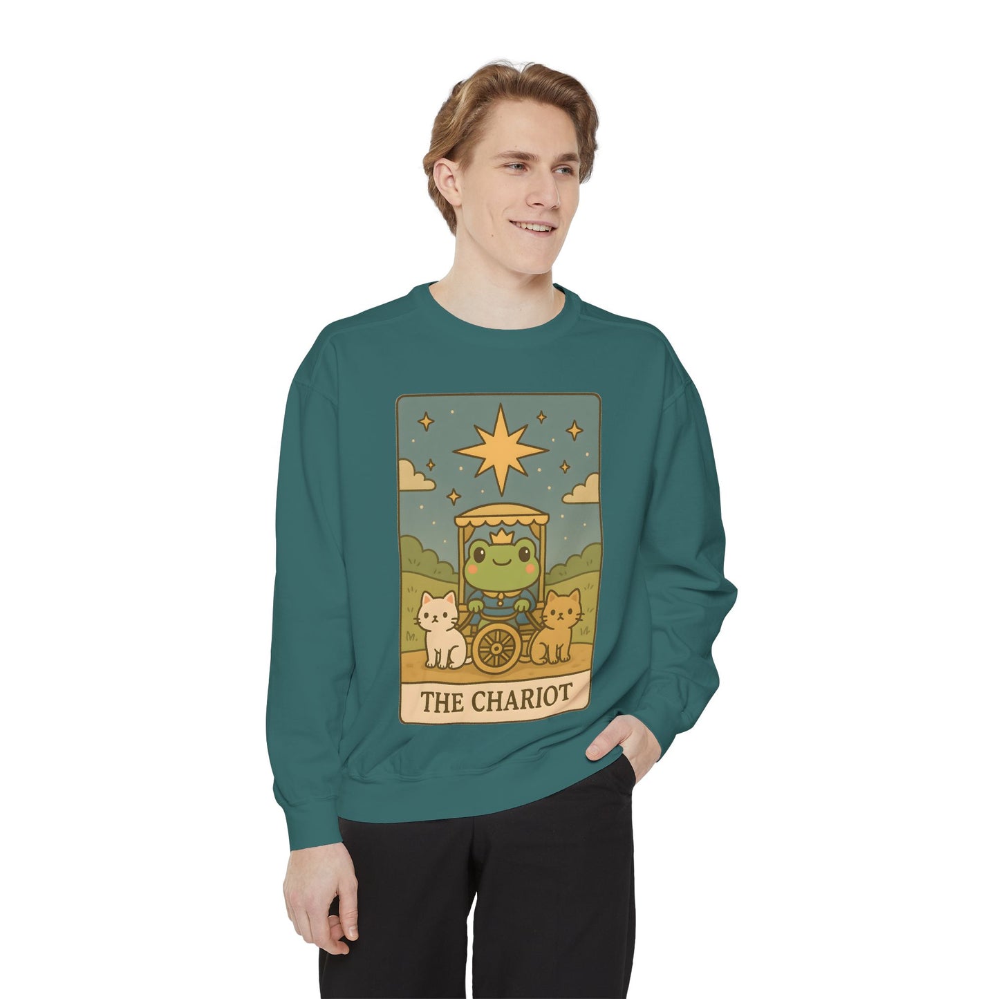 Cozy Tarotoads "The Chariot" Unisex Sweatshirt | Astrology Apparel, Perfect for Halloween, Gift for Friends Family, Great For Frog and Tarot Lovers, Great For Cold Weather