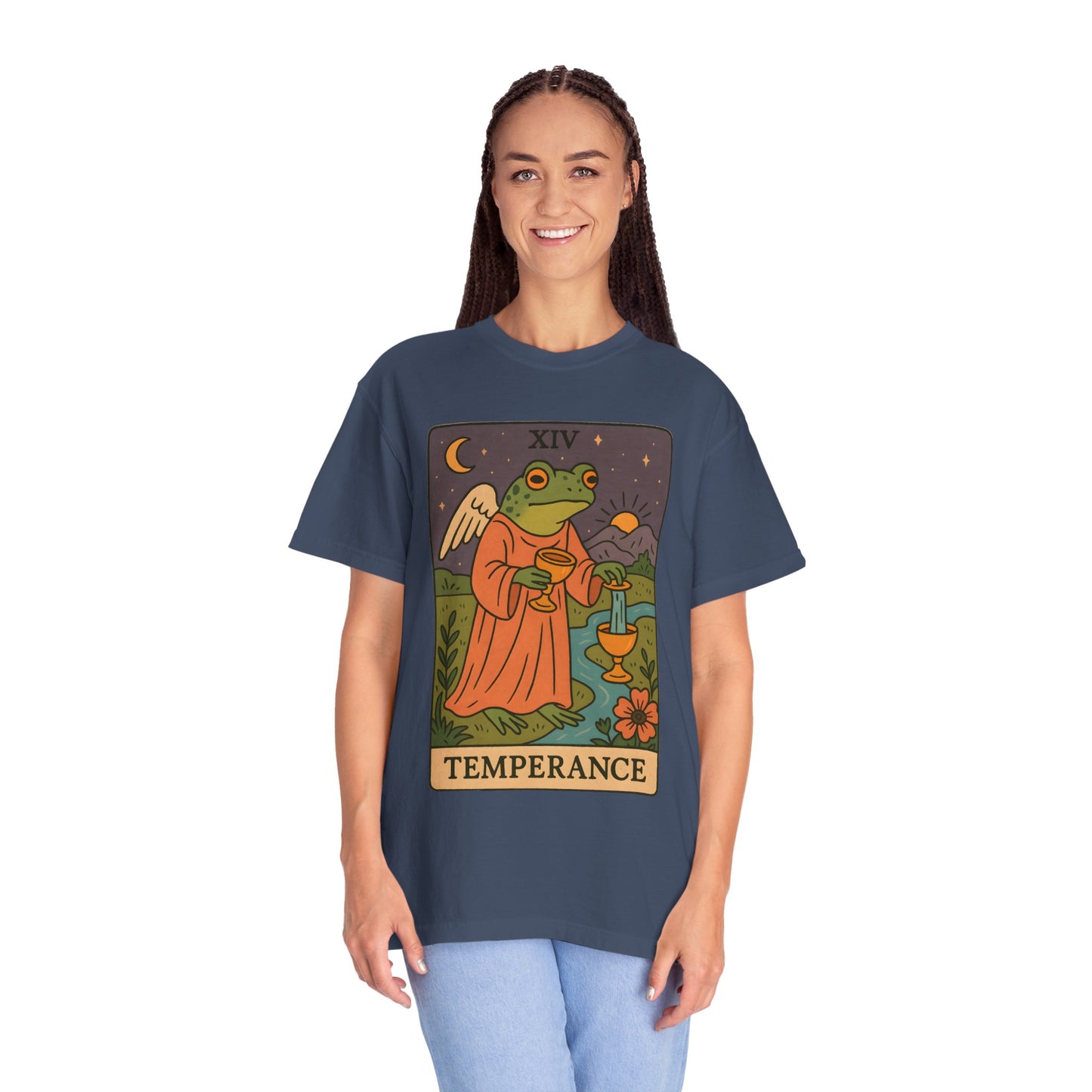 Frog Temperance T-Shirt | Unisex Vintage Style Tee for Nature Lovers, Tarot Fans, Eco-Friendly Gift, Bohemian Apparel, Casual Wear