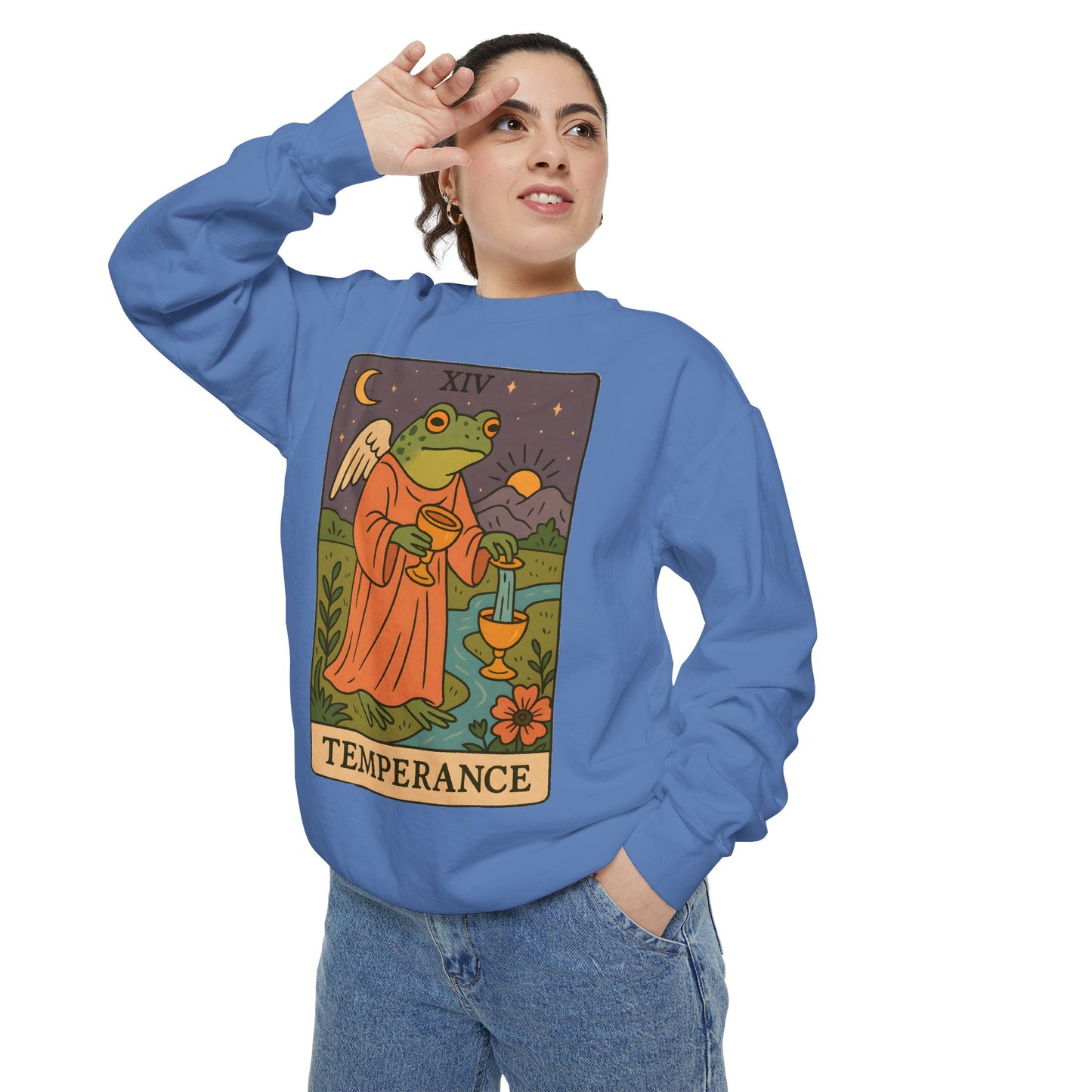Cozy Tarotoads "Temperance" Unisex Sweatshirt | Adorable Casual Wear, Astrology Apparel, Unique Gift for Tarot Lovers