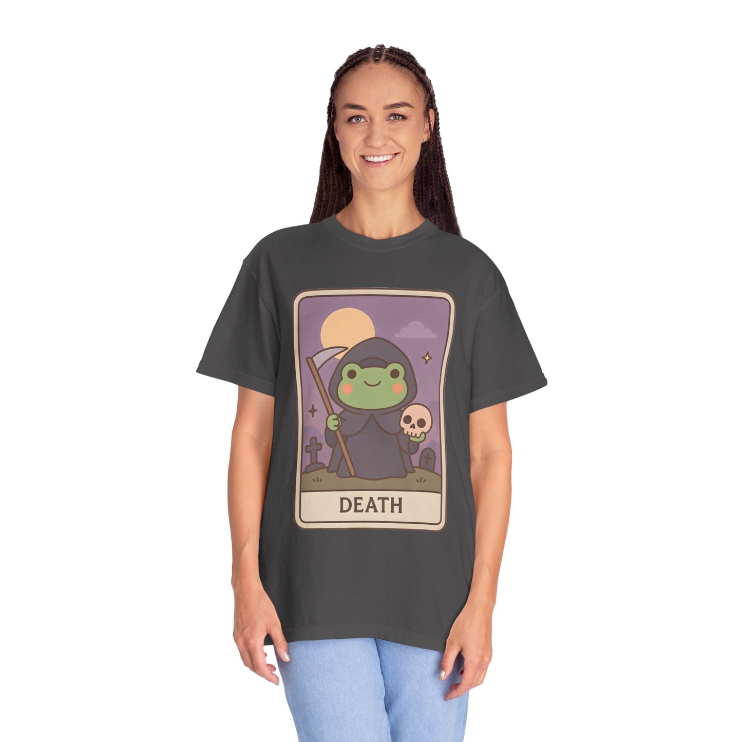 Cute Tarotoads "Death" Unisex T-Shirt | Great for Halloween, Warm And Cozy, Great Gift Idea, Astrology Apparel, Unique Tarot Graphic T-Shirt, Good For Cold Weather