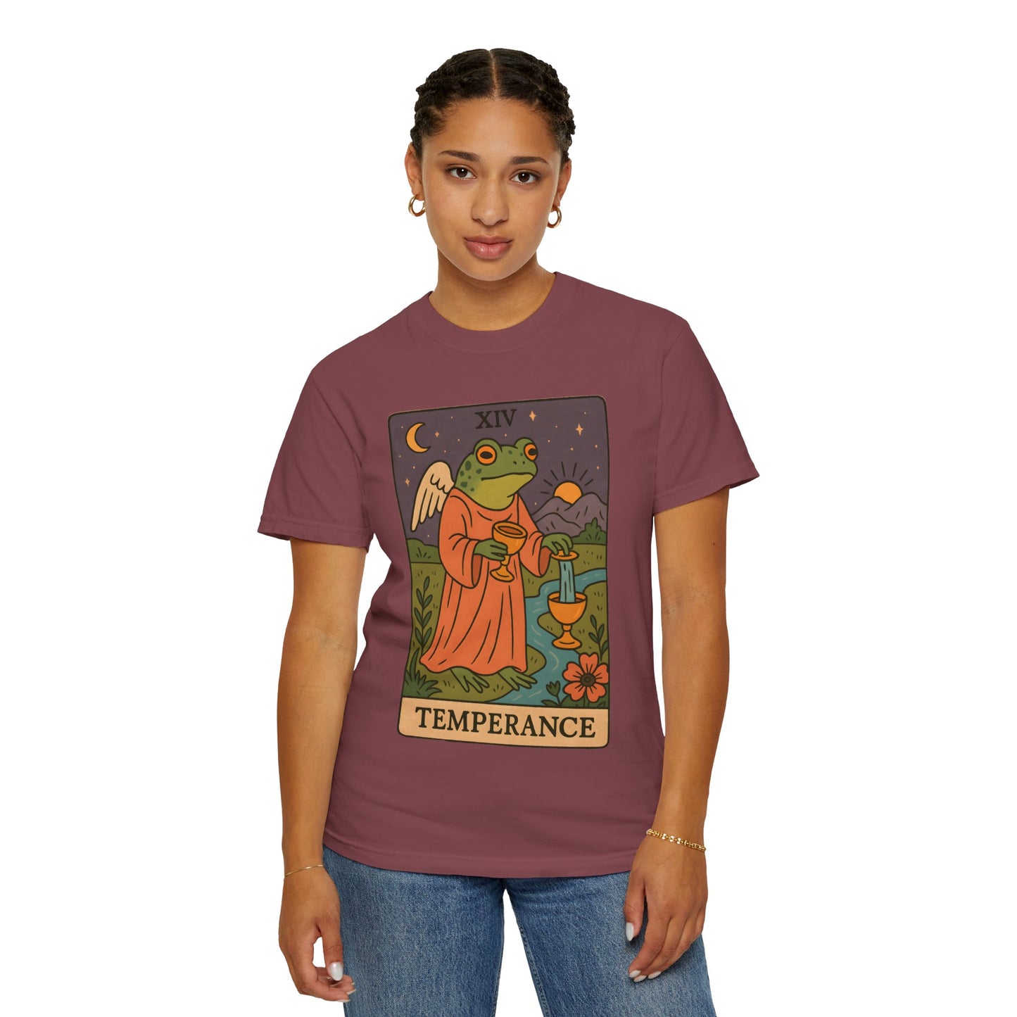 Frog Temperance T-Shirt | Unisex Vintage Style Tee for Nature Lovers, Tarot Fans, Eco-Friendly Gift, Bohemian Apparel, Casual Wear