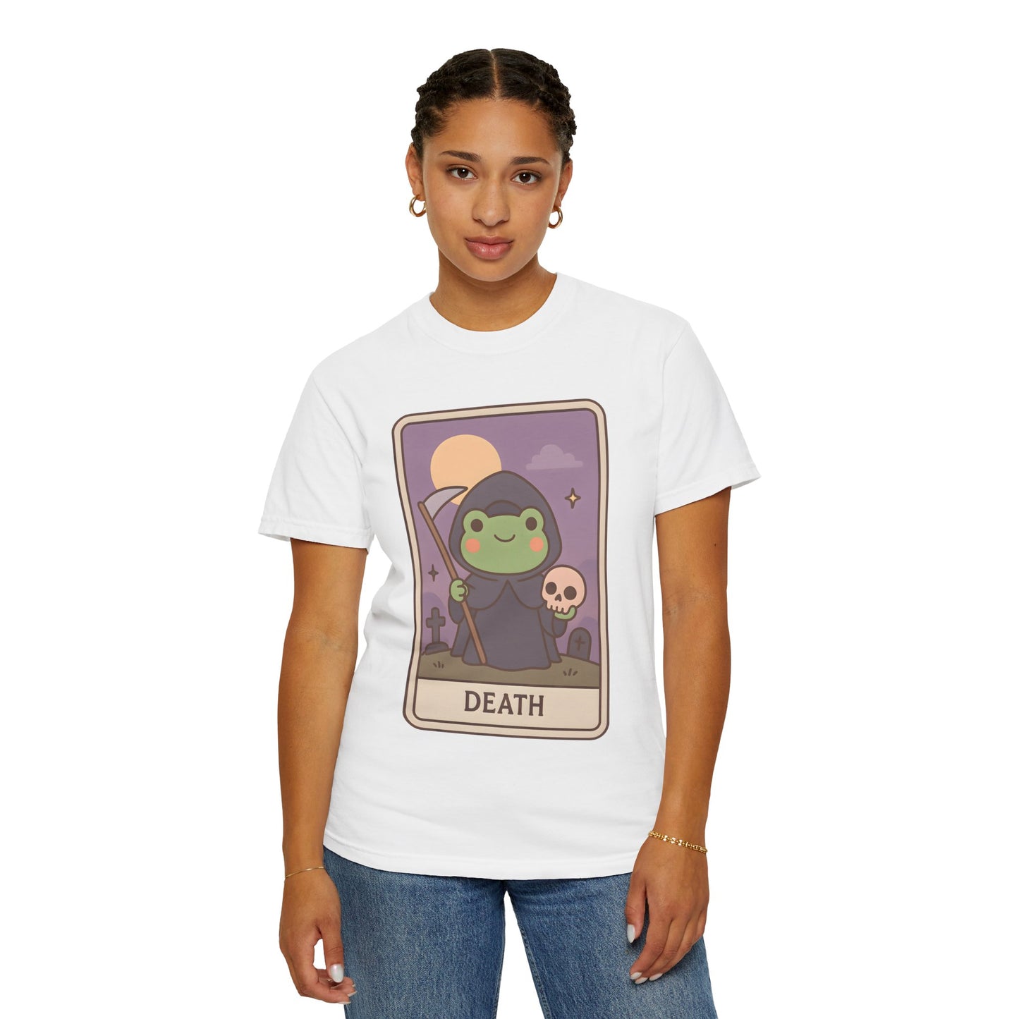 Cute Tarotoads "Death" Unisex T-Shirt | Great for Halloween, Warm And Cozy, Great Gift Idea, Astrology Apparel, Unique Tarot Graphic T-Shirt, Good For Cold Weather