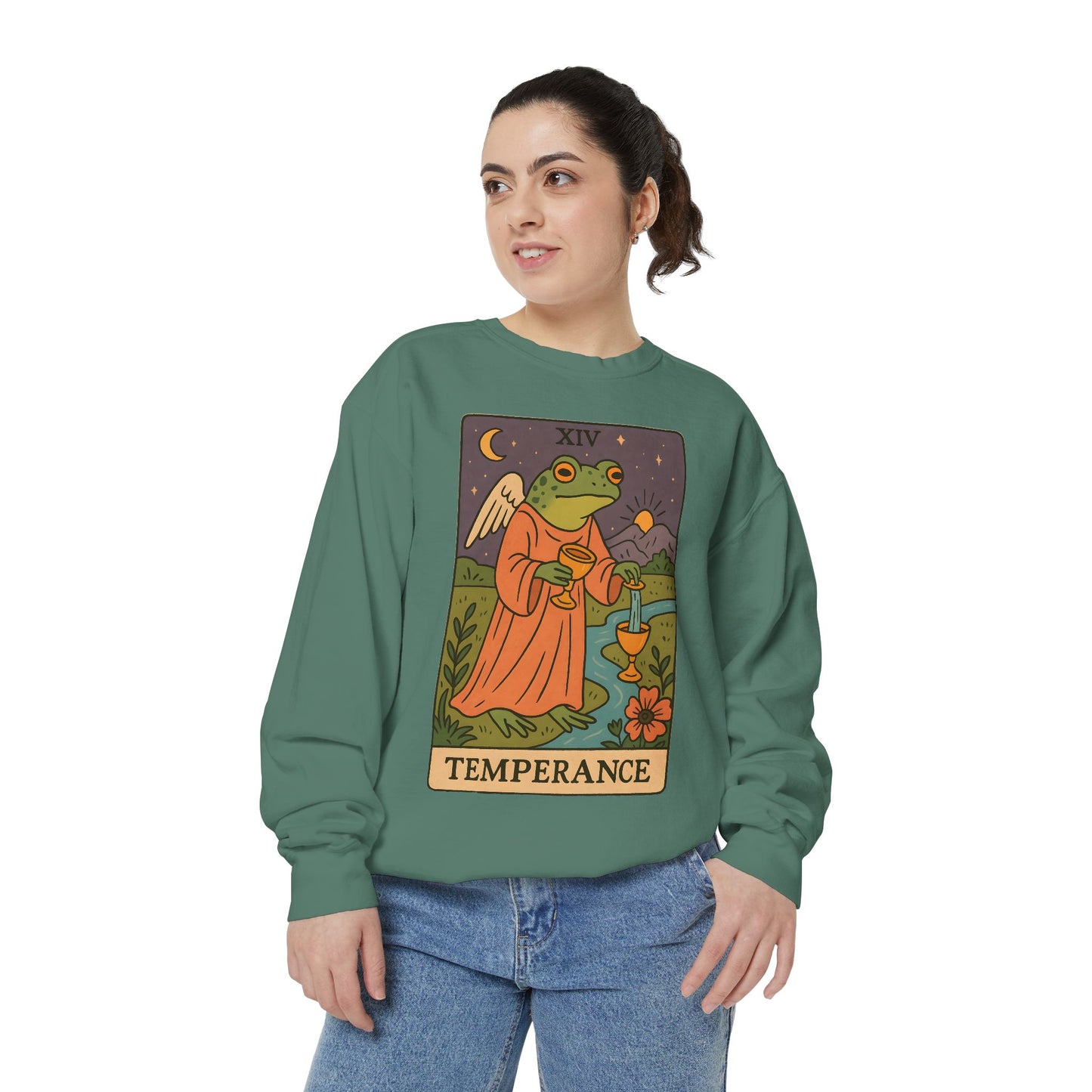 Cozy Tarotoads "Temperance" Unisex Sweatshirt | Adorable Casual Wear, Astrology Apparel, Unique Gift for Tarot Lovers