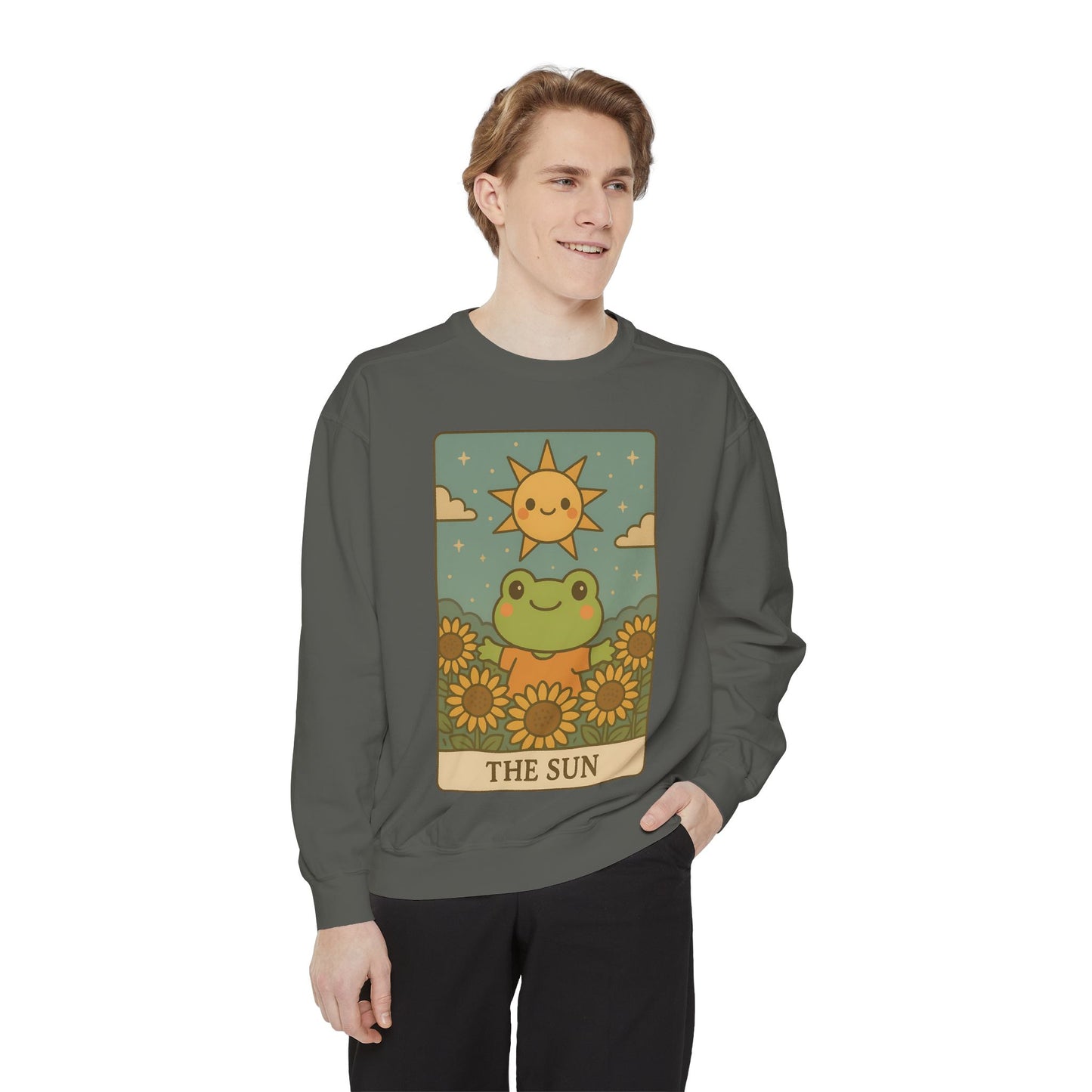 Cozy Tarotoads! "The Sun" Unisex Sweatshirt | Happy Frog Sun Sweatshirt, Unisex Pullover, Cozy Gift, Nature Lovers Apparel, Warm Fashion, Thoughtful Present
