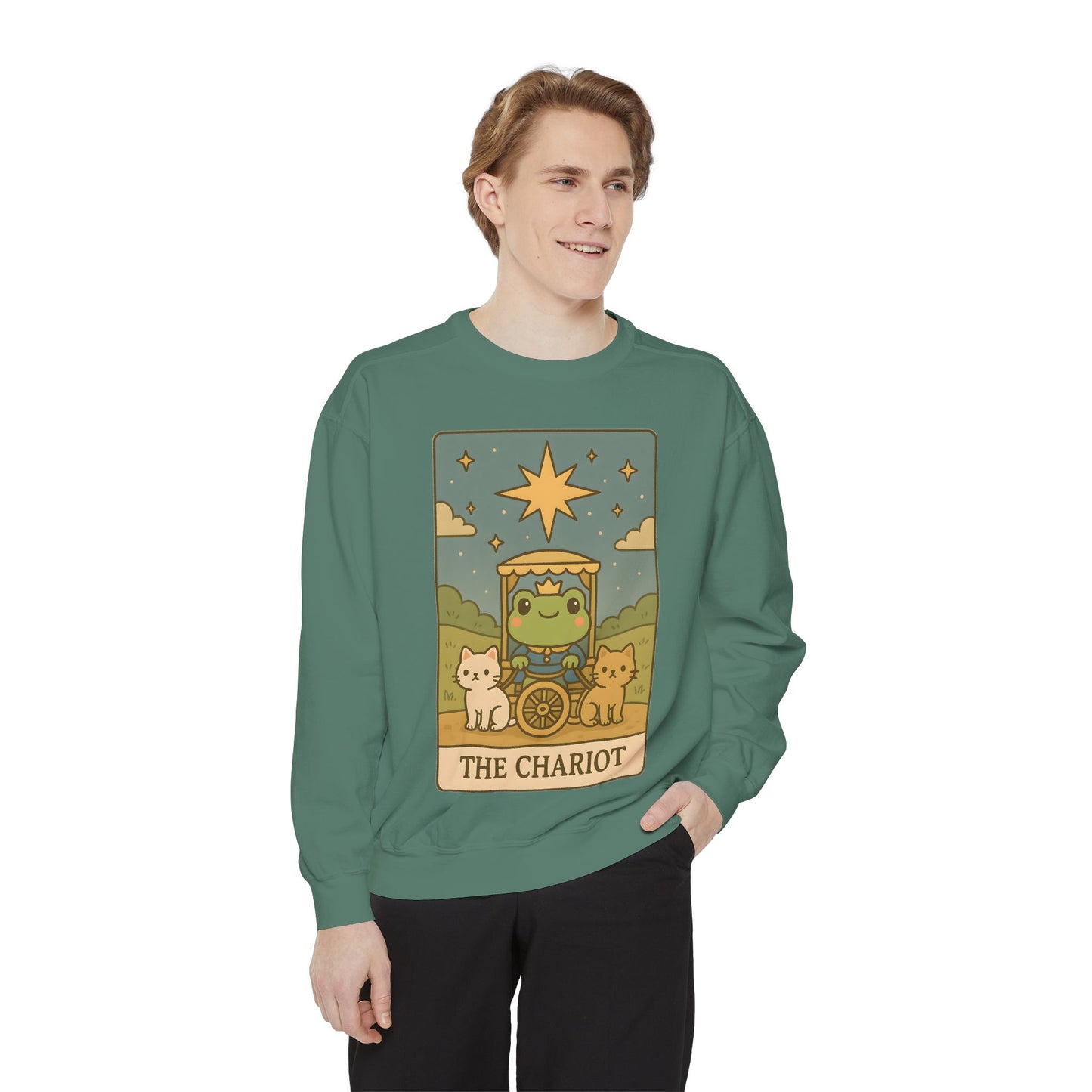 Cozy Tarotoads "The Chariot" Unisex Sweatshirt | Astrology Apparel, Perfect for Halloween, Gift for Friends Family, Great For Frog and Tarot Lovers, Great For Cold Weather