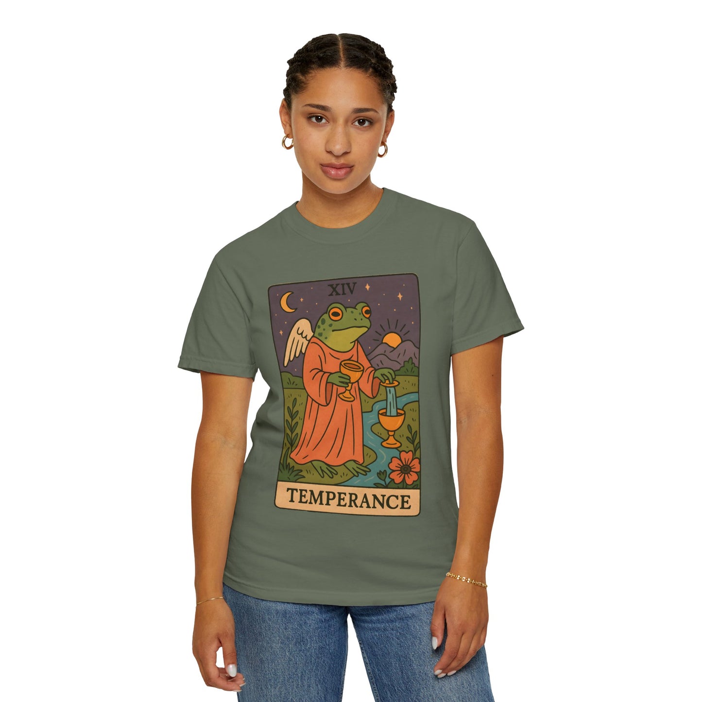 Frog Temperance T-Shirt | Unisex Vintage Style Tee for Nature Lovers, Tarot Fans, Eco-Friendly Gift, Bohemian Apparel, Casual Wear