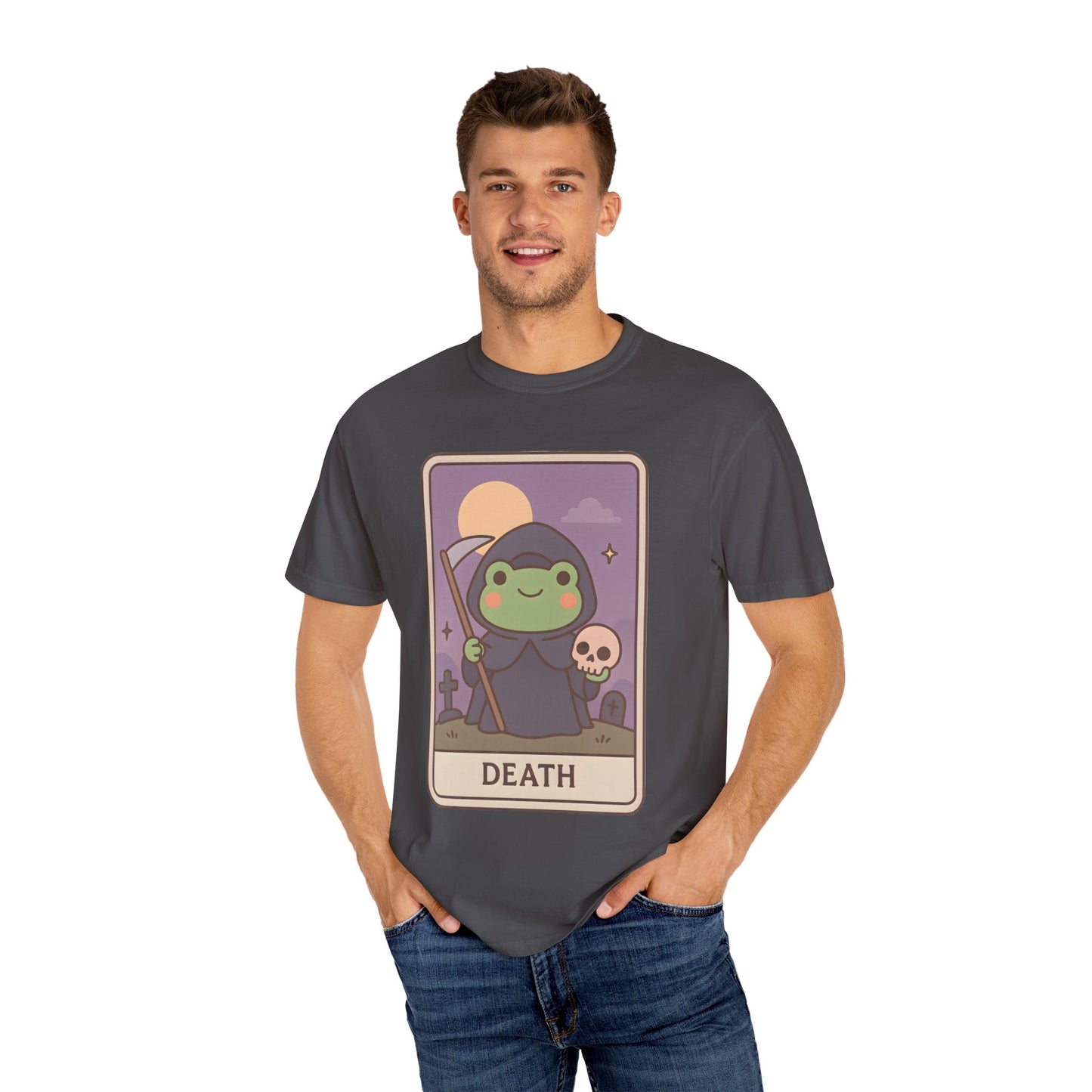 Cute Tarotoads "Death" Unisex T-Shirt | Great for Halloween, Warm And Cozy, Great Gift Idea, Astrology Apparel, Unique Tarot Graphic T-Shirt, Good For Cold Weather