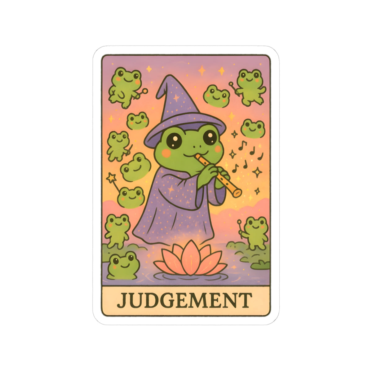 Whimsical Tarotoads! "Judgement" Kiss-Cut Sticker | Fun Outdoor Decor, Laptop Decals, Gift for Animal Lovers, Nature Enthusiasts, and Tarot Fans