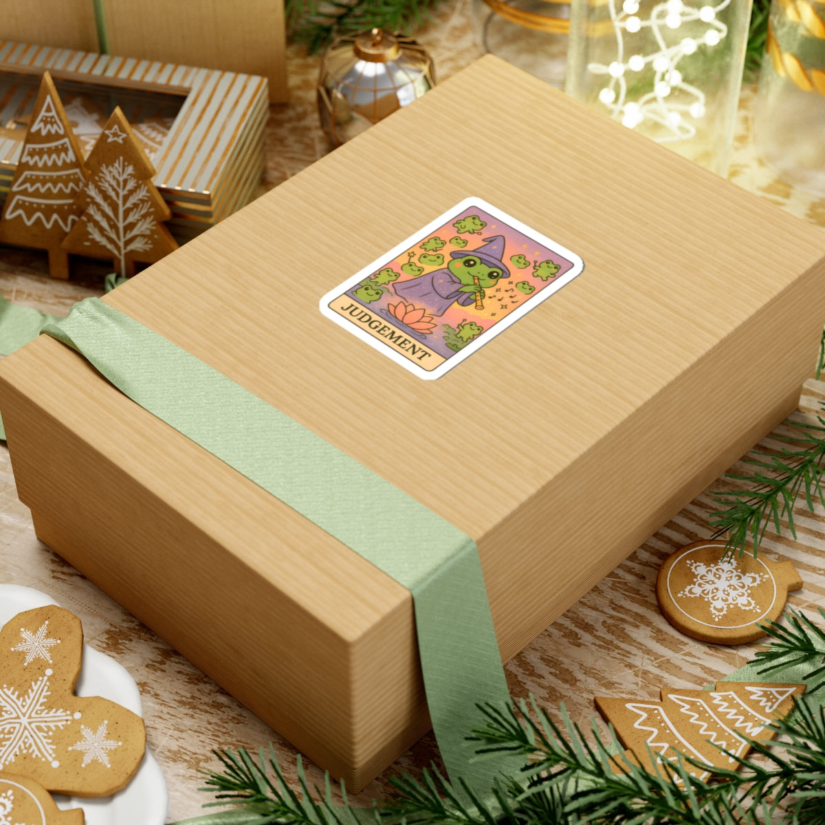 Whimsical Tarotoads! "Judgement" Kiss-Cut Sticker | Fun Outdoor Decor, Laptop Decals, Gift for Animal Lovers, Nature Enthusiasts, and Tarot Fans
