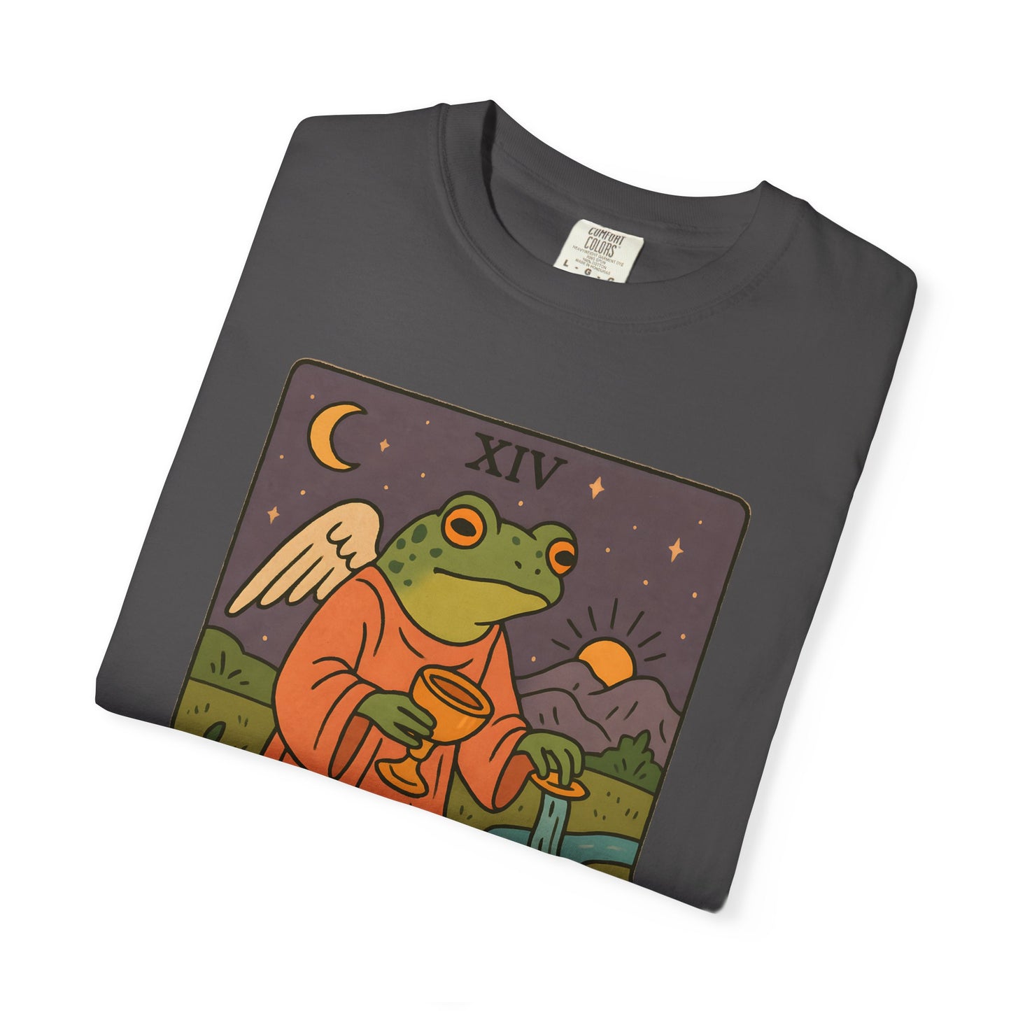 Frog Temperance T-Shirt | Unisex Vintage Style Tee for Nature Lovers, Tarot Fans, Eco-Friendly Gift, Bohemian Apparel, Casual Wear