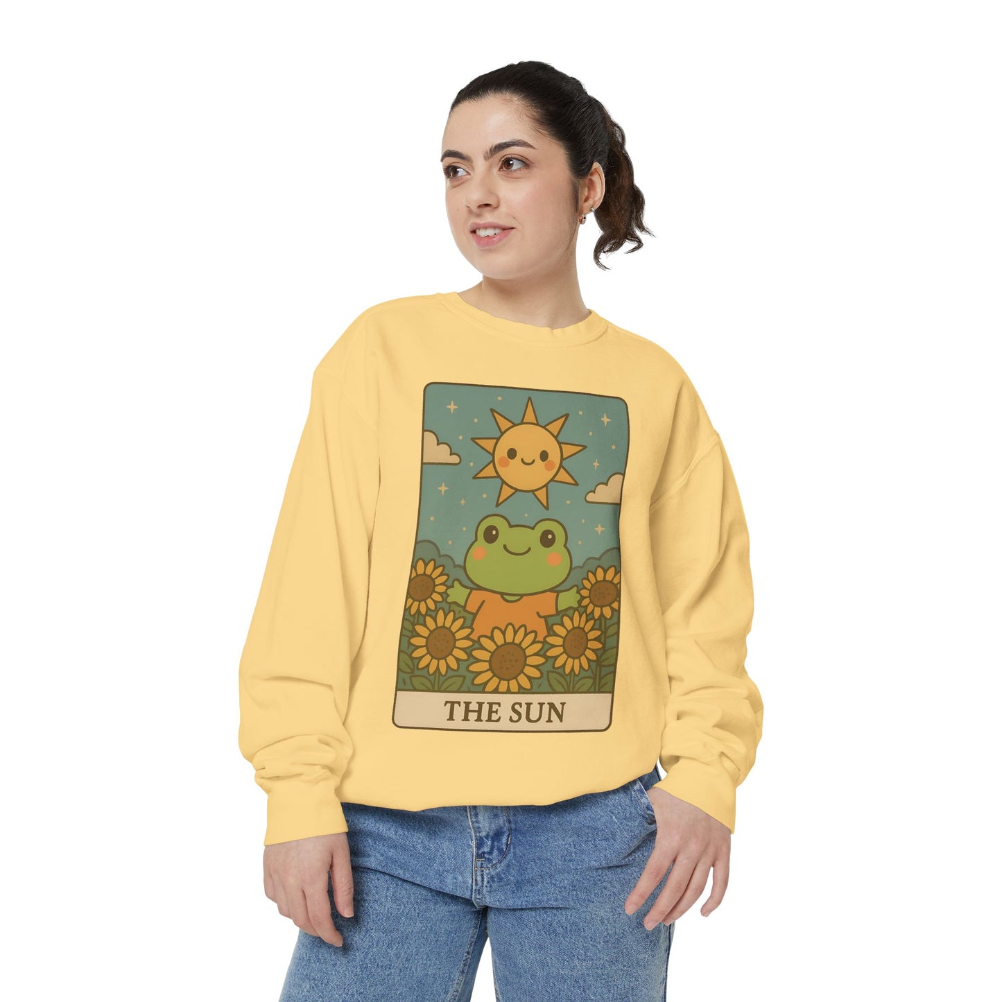 Cozy Tarotoads! "The Sun" Unisex Sweatshirt | Happy Frog Sun Sweatshirt, Unisex Pullover, Cozy Gift, Nature Lovers Apparel, Warm Fashion, Thoughtful Present