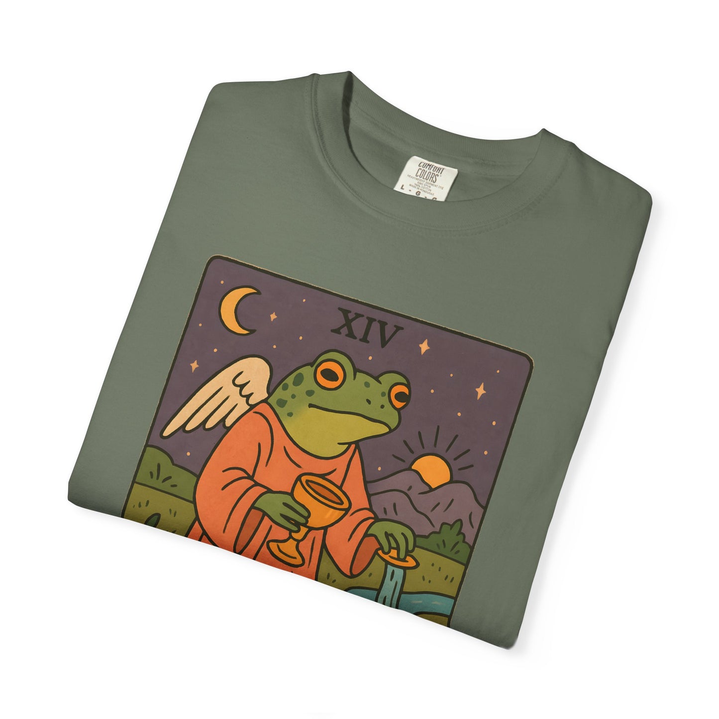 Frog Temperance T-Shirt | Unisex Vintage Style Tee for Nature Lovers, Tarot Fans, Eco-Friendly Gift, Bohemian Apparel, Casual Wear