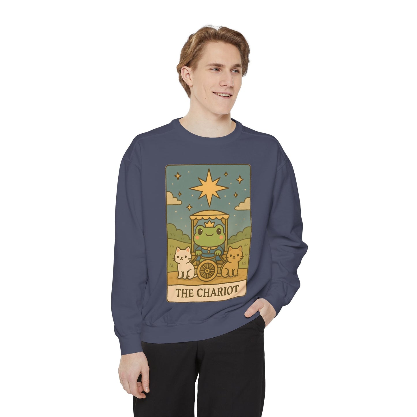 Cozy Tarotoads "The Chariot" Unisex Sweatshirt | Astrology Apparel, Perfect for Halloween, Gift for Friends Family, Great For Frog and Tarot Lovers, Great For Cold Weather