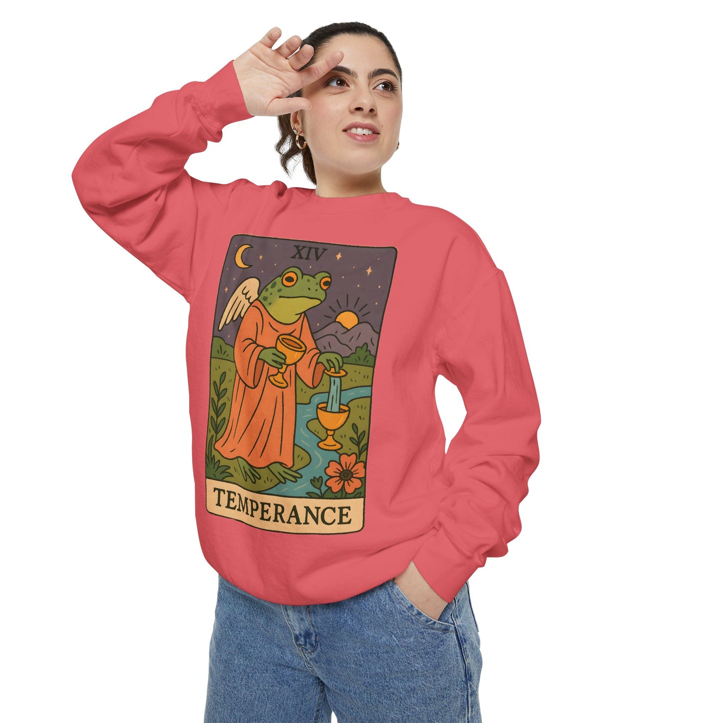 Cozy Tarotoads "Temperance" Unisex Sweatshirt | Adorable Casual Wear, Astrology Apparel, Unique Gift for Tarot Lovers