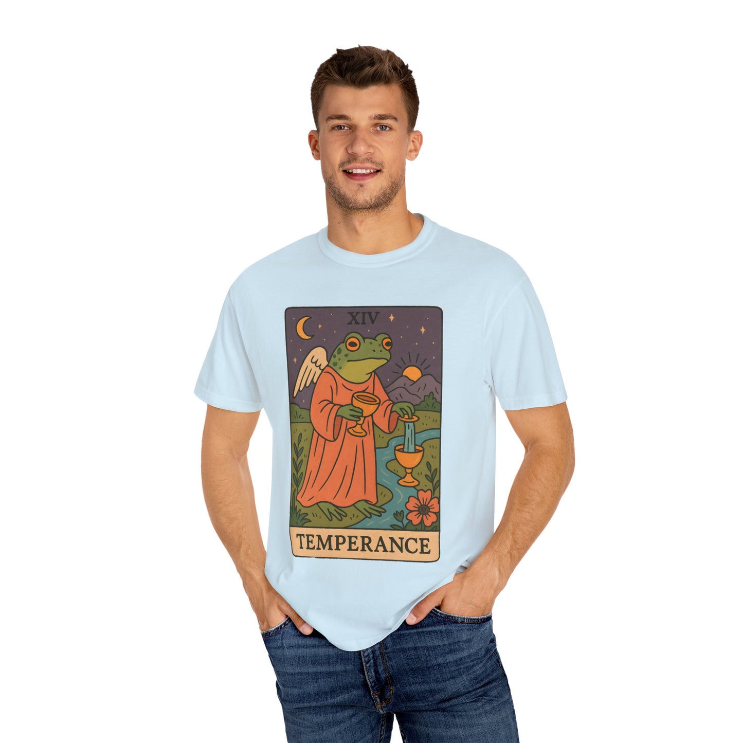 Frog Temperance T-Shirt | Unisex Vintage Style Tee for Nature Lovers, Tarot Fans, Eco-Friendly Gift, Bohemian Apparel, Casual Wear