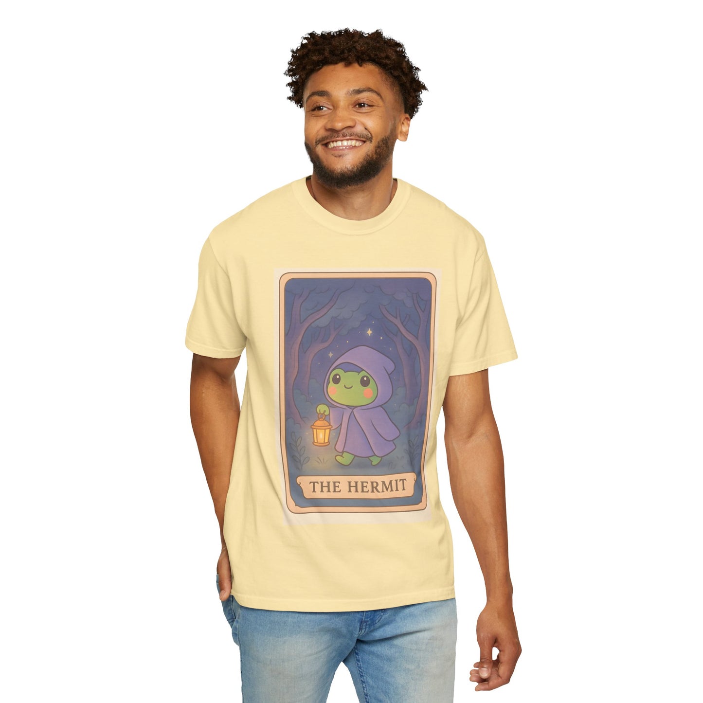 Unisex Garment-Dyed T-Shirt | Adorable Graphic T-shirt | Tarotoads! - “The Hermit"
