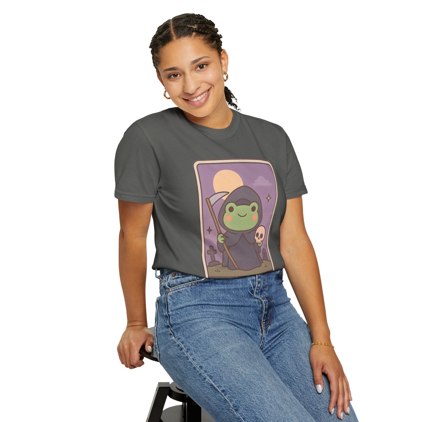 Cute Tarotoads "Death" Unisex T-Shirt | Great for Halloween, Warm And Cozy, Great Gift Idea, Astrology Apparel, Unique Tarot Graphic T-Shirt, Good For Cold Weather