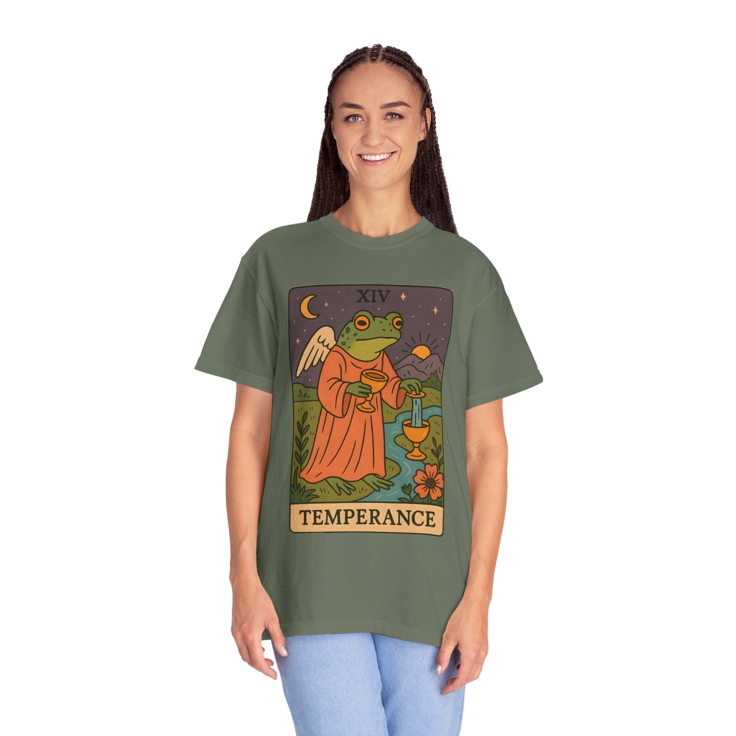 Frog Temperance T-Shirt | Unisex Vintage Style Tee for Nature Lovers, Tarot Fans, Eco-Friendly Gift, Bohemian Apparel, Casual Wear