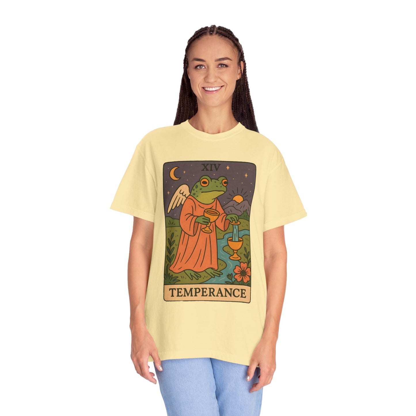 Frog Temperance T-Shirt | Unisex Vintage Style Tee for Nature Lovers, Tarot Fans, Eco-Friendly Gift, Bohemian Apparel, Casual Wear