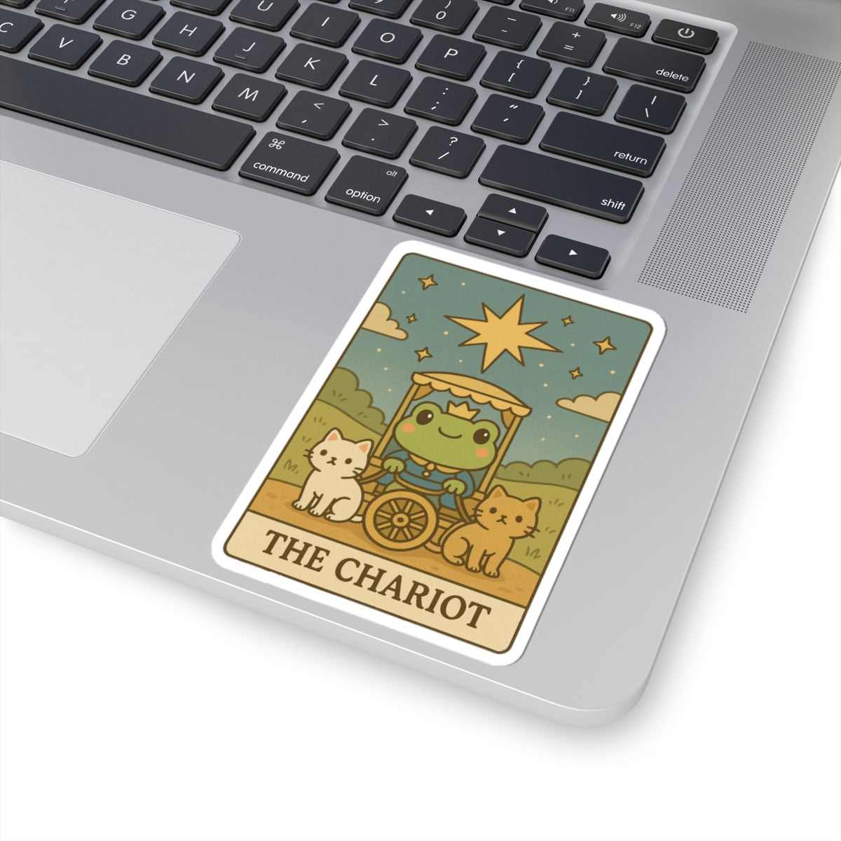 Charming Tarotoads! "The Chariot" Kiss-Cut Stickers for Laptop, Planner, Scrapbooking, Gifts for Tarot Lovers, Cute Frog Design