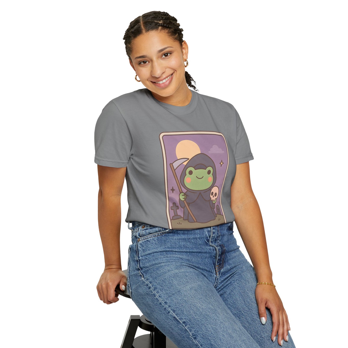 Cute Tarotoads "Death" Unisex T-Shirt | Great for Halloween, Warm And Cozy, Great Gift Idea, Astrology Apparel, Unique Tarot Graphic T-Shirt, Good For Cold Weather