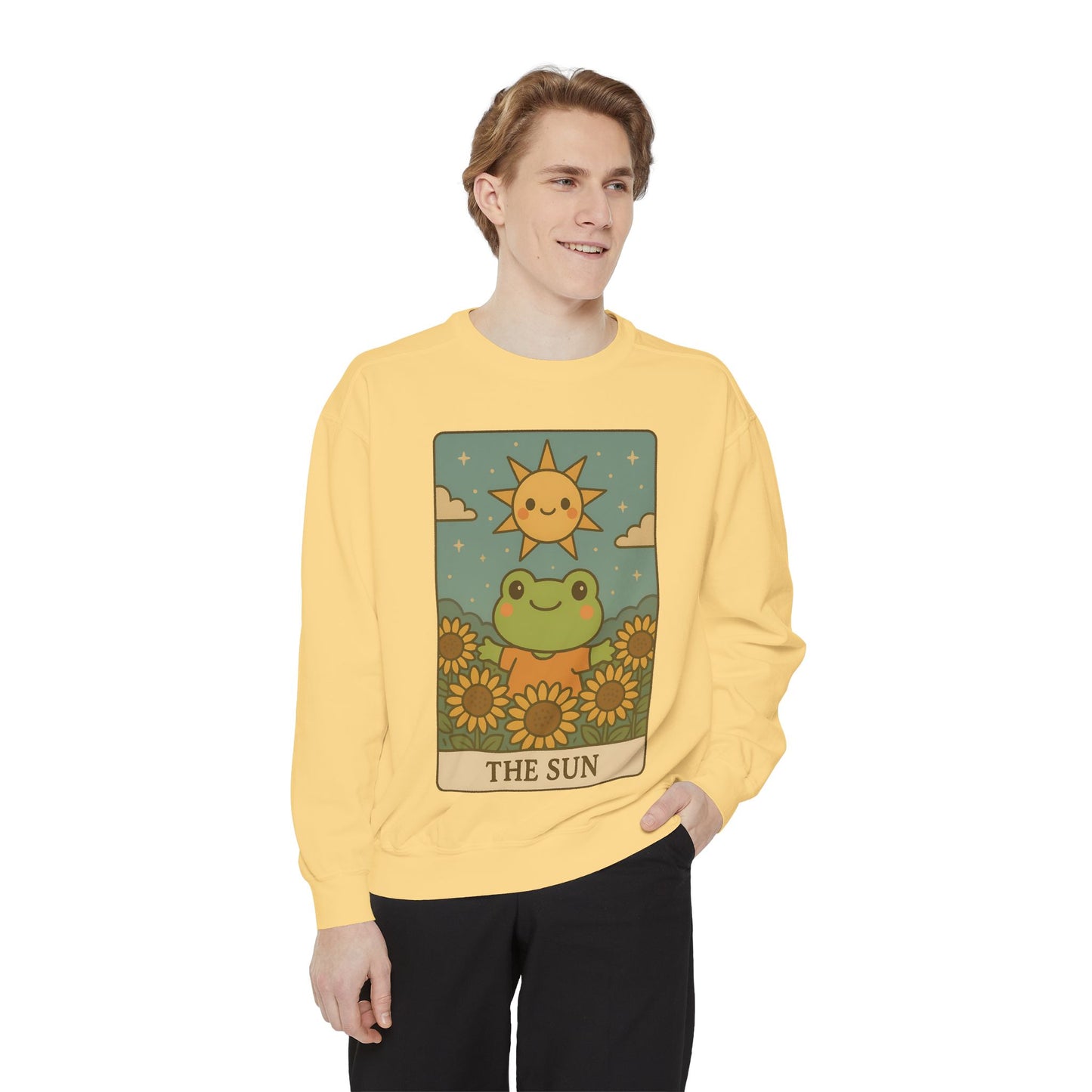 Cozy Tarotoads! "The Sun" Unisex Sweatshirt | Happy Frog Sun Sweatshirt, Unisex Pullover, Cozy Gift, Nature Lovers Apparel, Warm Fashion, Thoughtful Present