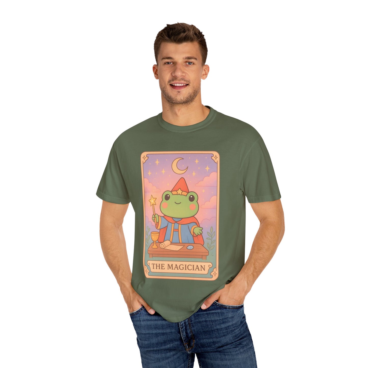Unisex Garment-Dyed T-Shirt | Adorable Graphic T-shirt | Tarotoads! - “The Magician"
