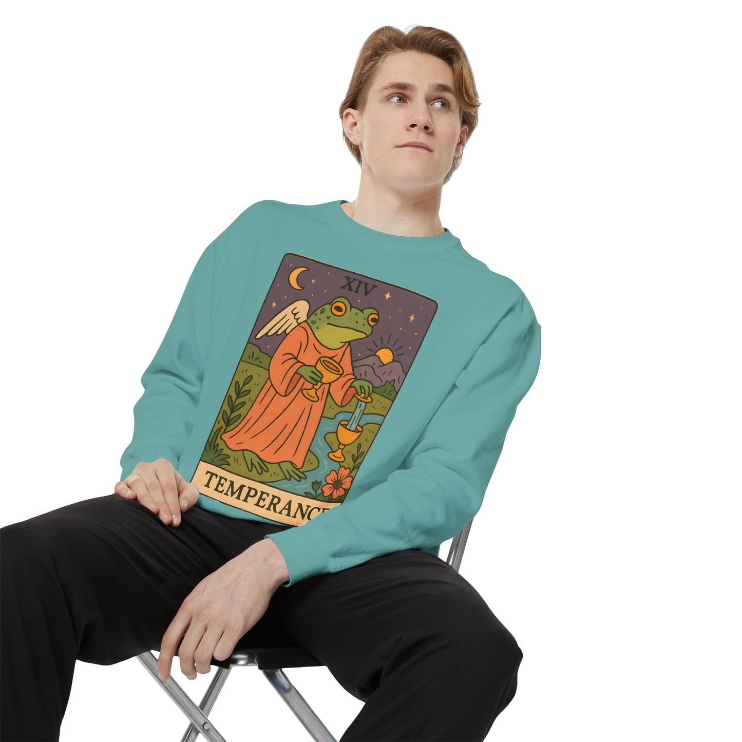 Cozy Tarotoads "Temperance" Unisex Sweatshirt | Adorable Casual Wear, Astrology Apparel, Unique Gift for Tarot Lovers