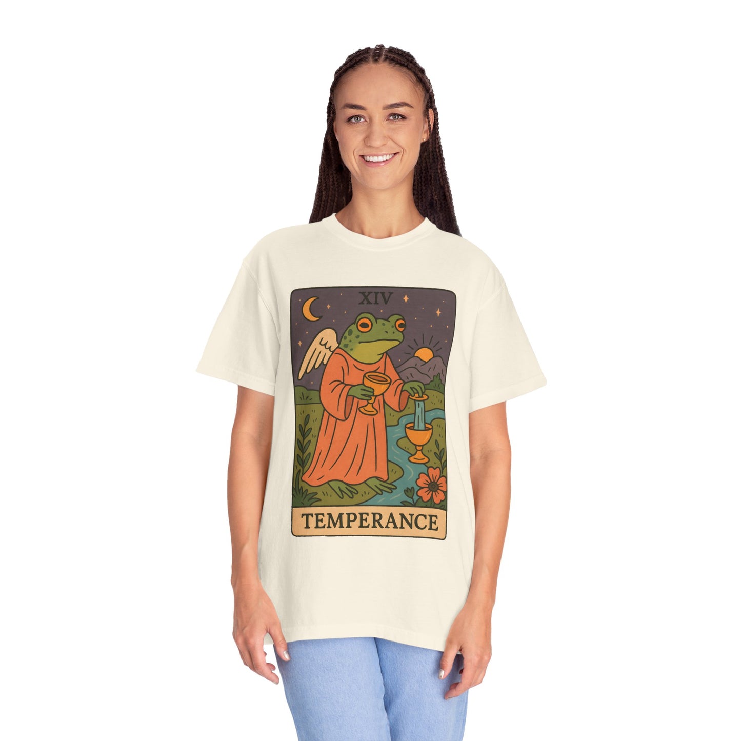 Frog Temperance T-Shirt | Unisex Vintage Style Tee for Nature Lovers, Tarot Fans, Eco-Friendly Gift, Bohemian Apparel, Casual Wear