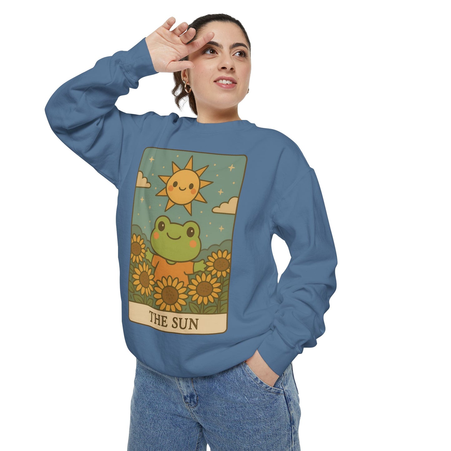 Cozy Tarotoads! "The Sun" Unisex Sweatshirt | Happy Frog Sun Sweatshirt, Unisex Pullover, Cozy Gift, Nature Lovers Apparel, Warm Fashion, Thoughtful Present