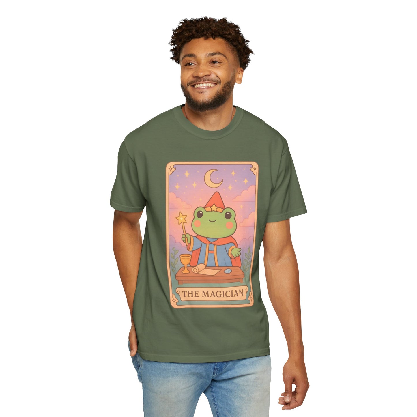 Unisex Garment-Dyed T-Shirt | Adorable Graphic T-shirt | Tarotoads! - “The Magician"