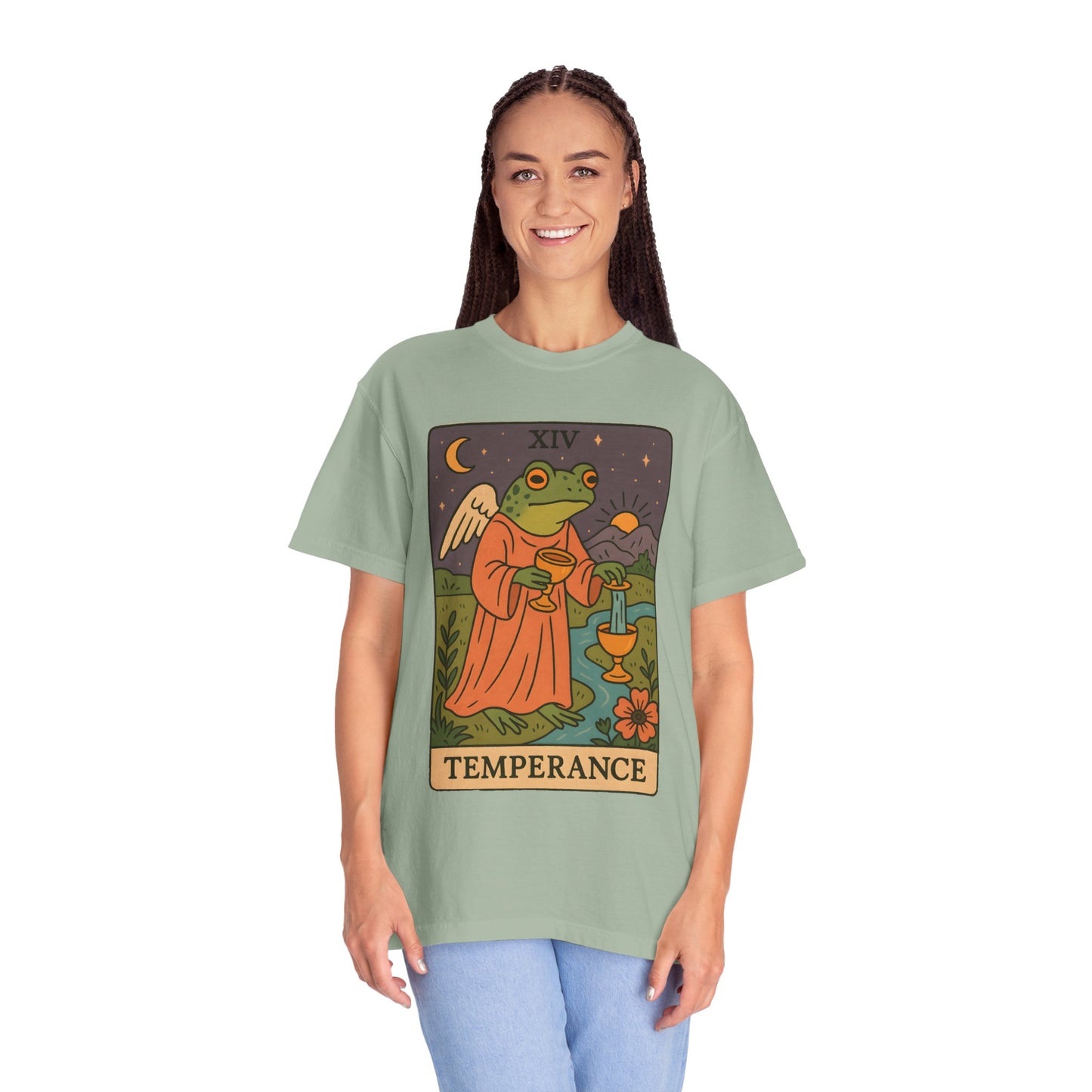 Frog Temperance T-Shirt | Unisex Vintage Style Tee for Nature Lovers, Tarot Fans, Eco-Friendly Gift, Bohemian Apparel, Casual Wear