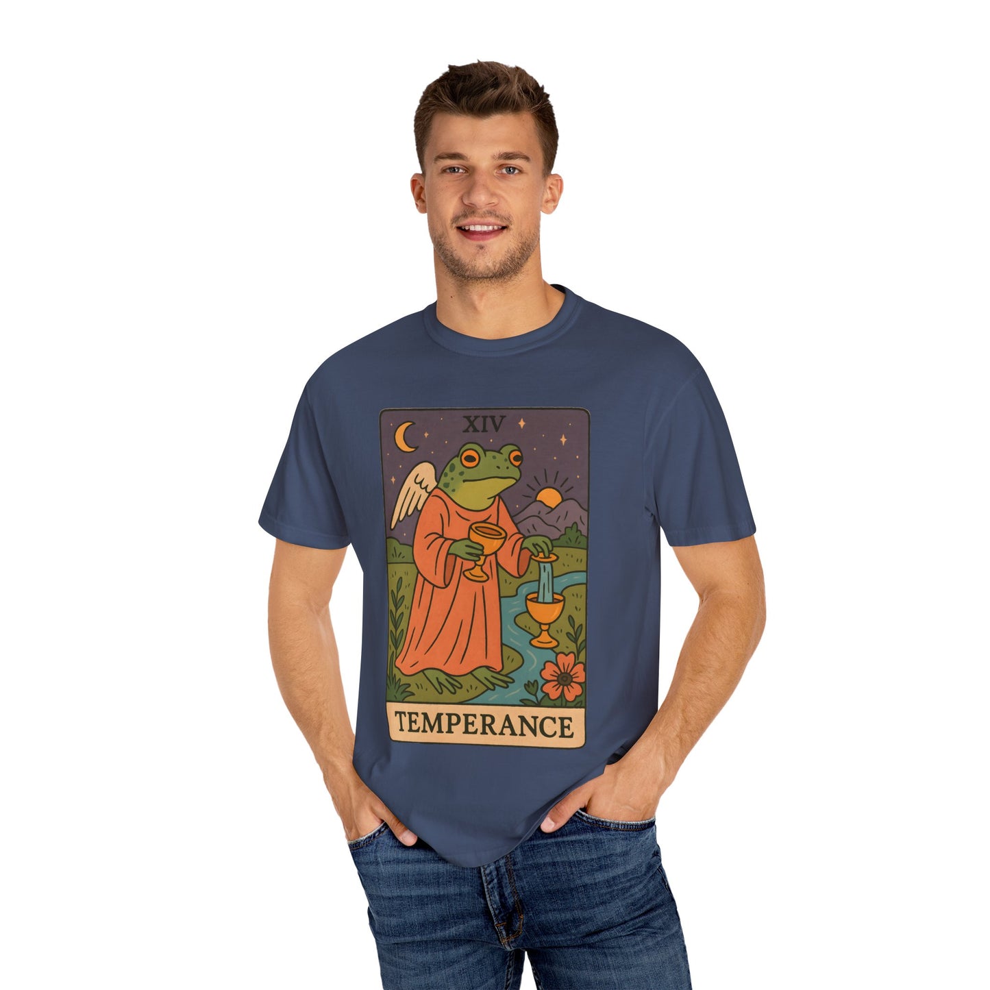 Frog Temperance T-Shirt | Unisex Vintage Style Tee for Nature Lovers, Tarot Fans, Eco-Friendly Gift, Bohemian Apparel, Casual Wear