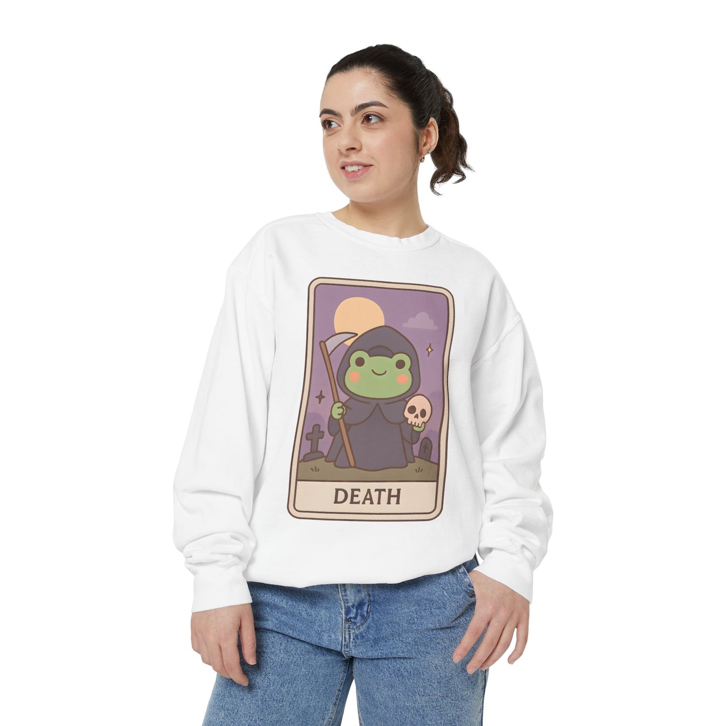 Cozy Tarotoads "Death" Unisex Sweatshirt | Astrology Apparel, Perfect for Halloween, Gift for Friends Family, Great For Frog and Tarot Lovers, Great For Cold Weather