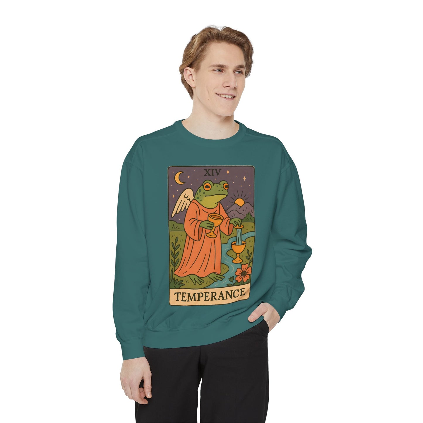 Cozy Tarotoads "Temperance" Unisex Sweatshirt | Adorable Casual Wear, Astrology Apparel, Unique Gift for Tarot Lovers