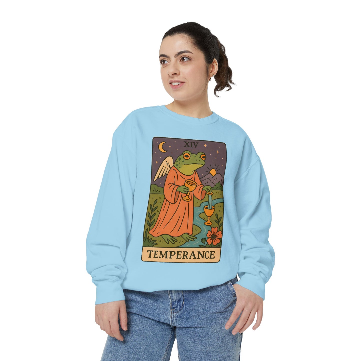 Cozy Tarotoads "Temperance" Unisex Sweatshirt | Adorable Casual Wear, Astrology Apparel, Unique Gift for Tarot Lovers