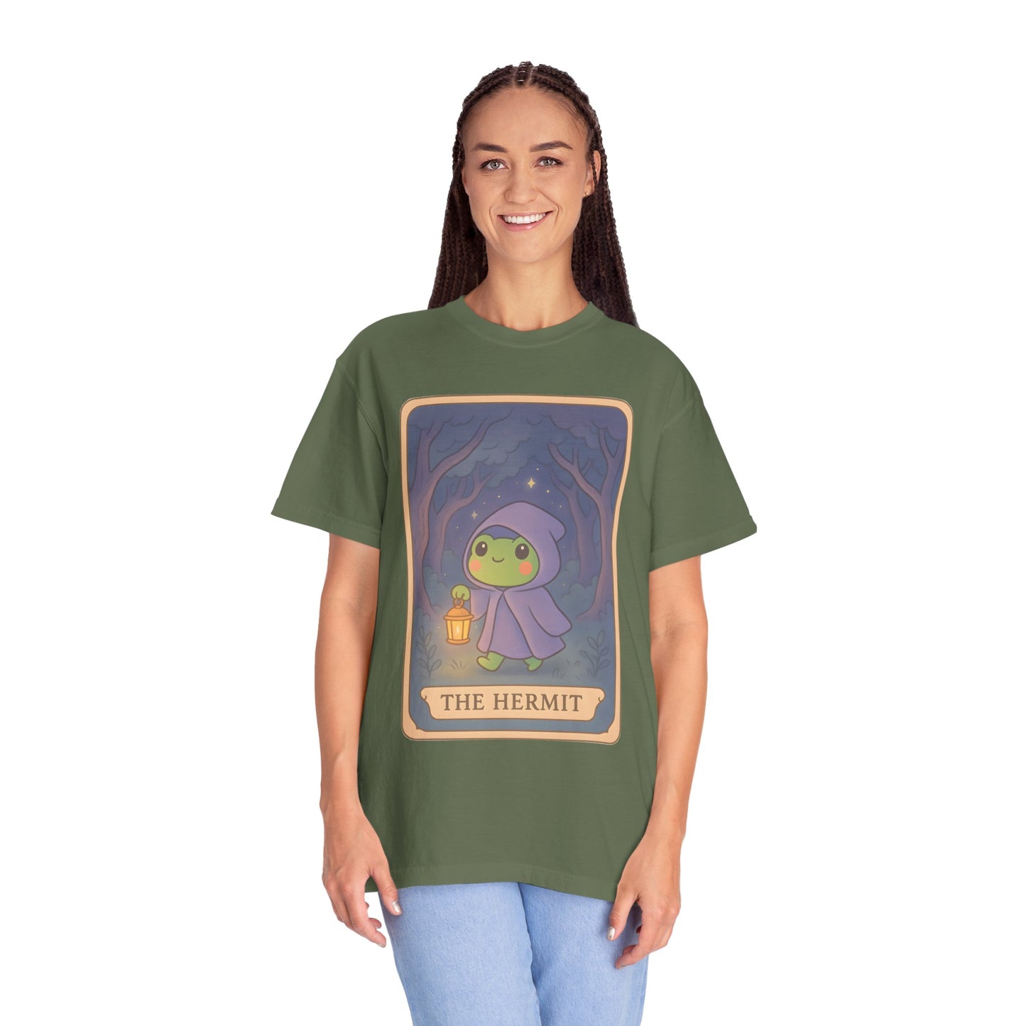 Cute Tarotoads "The Hermit" Unisex T-Shirt | Great for Halloween, Warm And Cozy, Great Gift Idea, Astrology Apparel, Unique Tarot Graphic T-Shirt, Good For Cold Weather