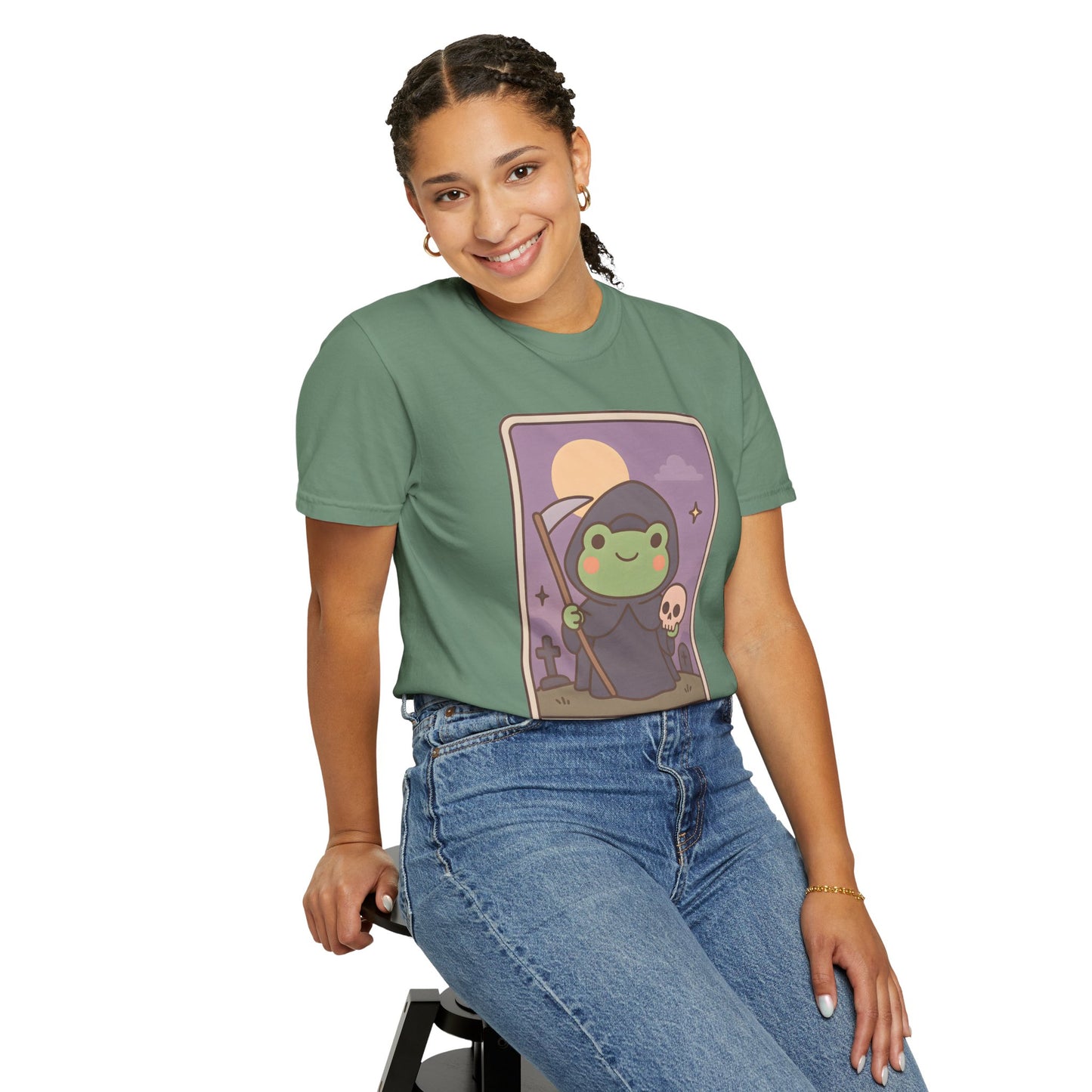 Cute Tarotoads "Death" Unisex T-Shirt | Great for Halloween, Warm And Cozy, Great Gift Idea, Astrology Apparel, Unique Tarot Graphic T-Shirt, Good For Cold Weather