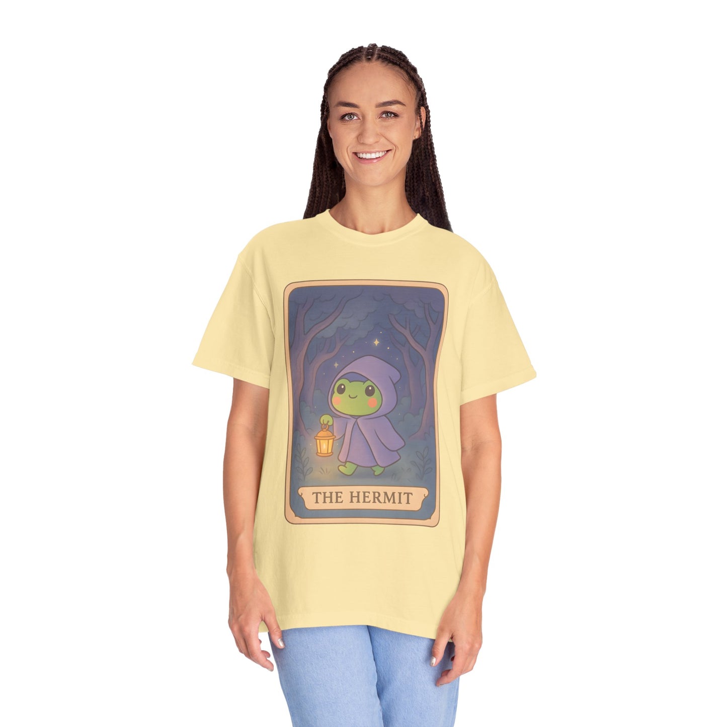 Cute Tarotoads "The Hermit" Unisex T-Shirt | Great for Halloween, Warm And Cozy, Great Gift Idea, Astrology Apparel, Unique Tarot Graphic T-Shirt, Good For Cold Weather