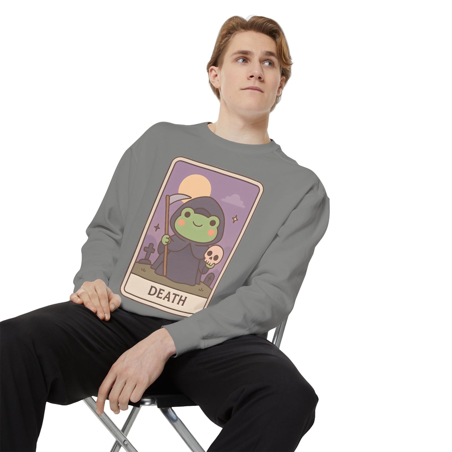 Cozy Tarotoads "Death" Unisex Sweatshirt | Astrology Apparel, Perfect for Halloween, Gift for Friends Family, Great For Frog and Tarot Lovers, Great For Cold Weather