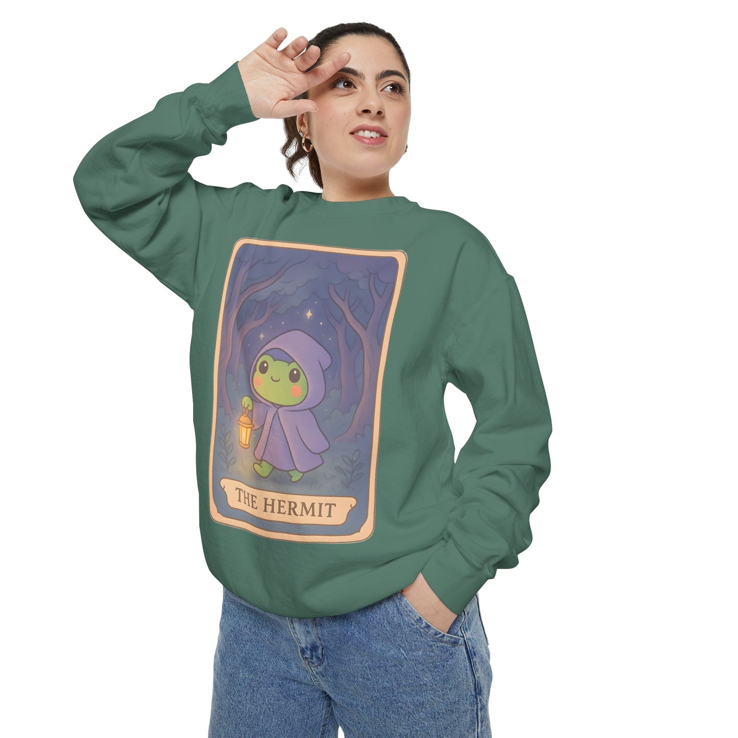 Cozy Tarotoads "The Hermit" Unisex Sweatshirt | Gift for Tarot Lovers, Astrology Apparel, Casual Everyday Wear