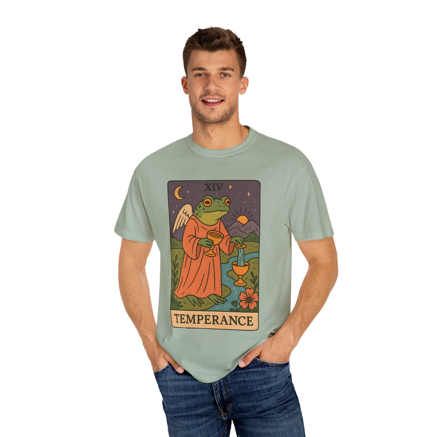 Frog Temperance T-Shirt | Unisex Vintage Style Tee for Nature Lovers, Tarot Fans, Eco-Friendly Gift, Bohemian Apparel, Casual Wear