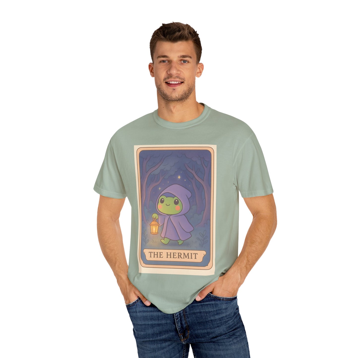 Unisex Garment-Dyed T-Shirt | Adorable Graphic T-shirt | Tarotoads! - “The Hermit"
