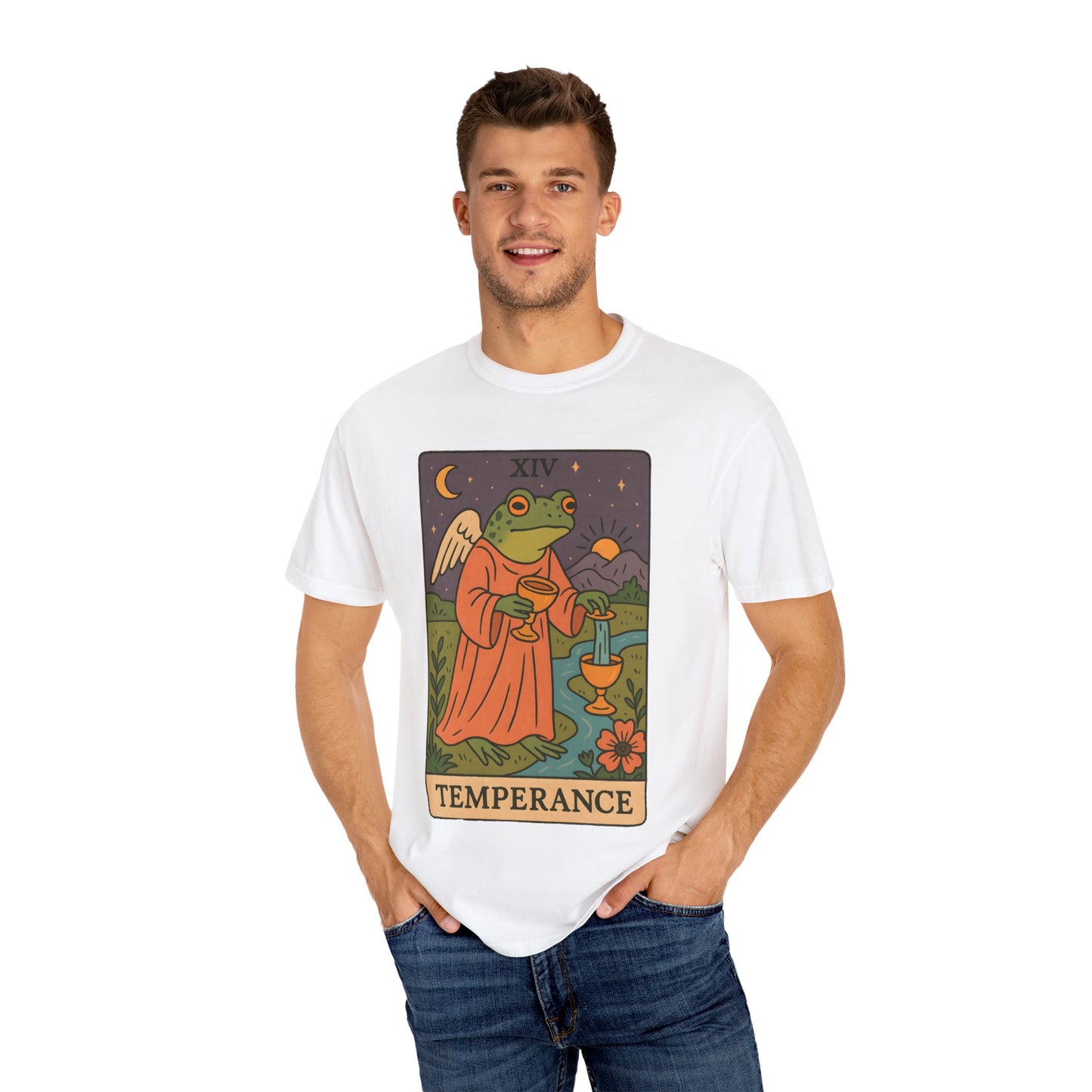 Frog Temperance T-Shirt | Unisex Vintage Style Tee for Nature Lovers, Tarot Fans, Eco-Friendly Gift, Bohemian Apparel, Casual Wear