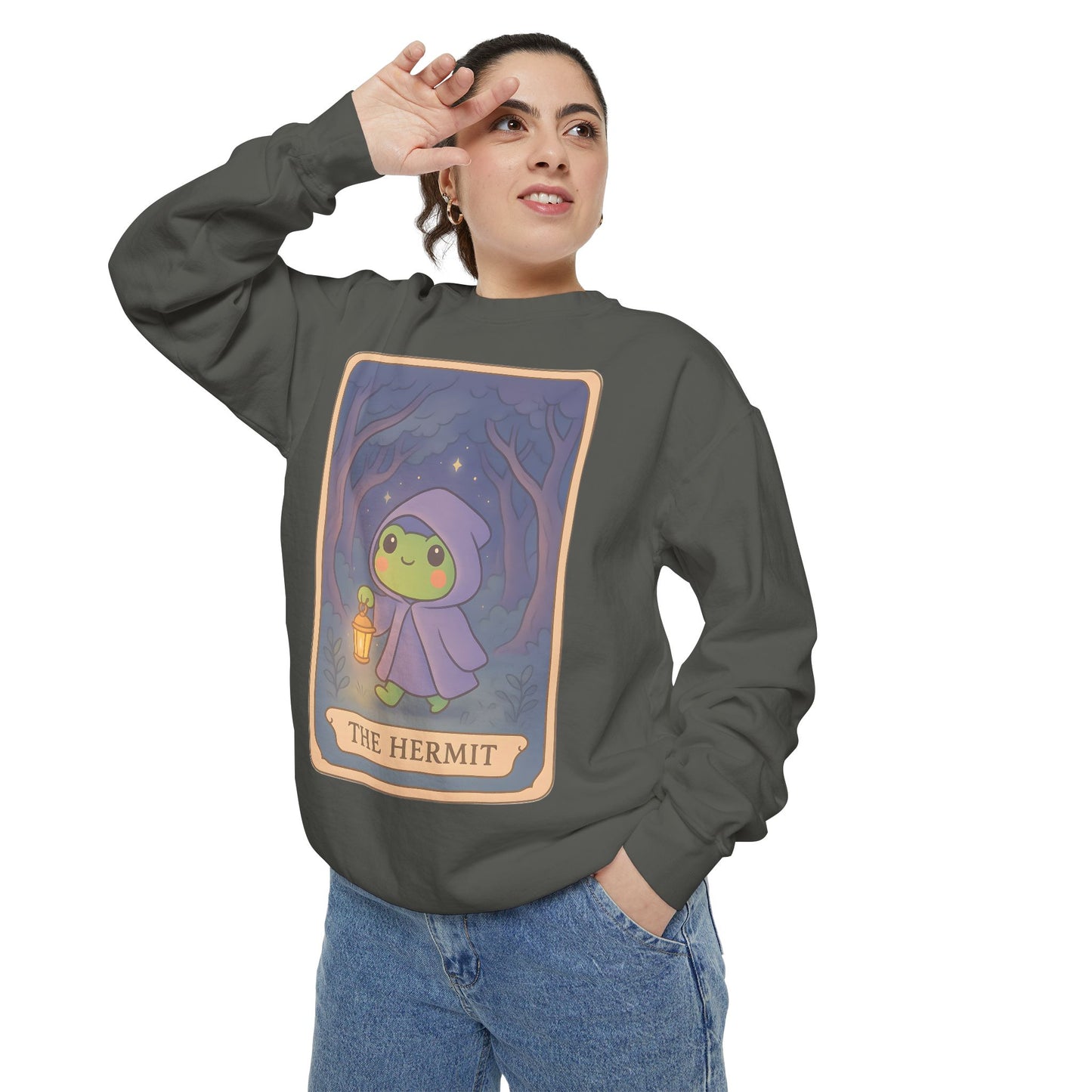 Cozy Tarotoads "The Hermit" Unisex Sweatshirt | Gift for Tarot Lovers, Astrology Apparel, Casual Everyday Wear